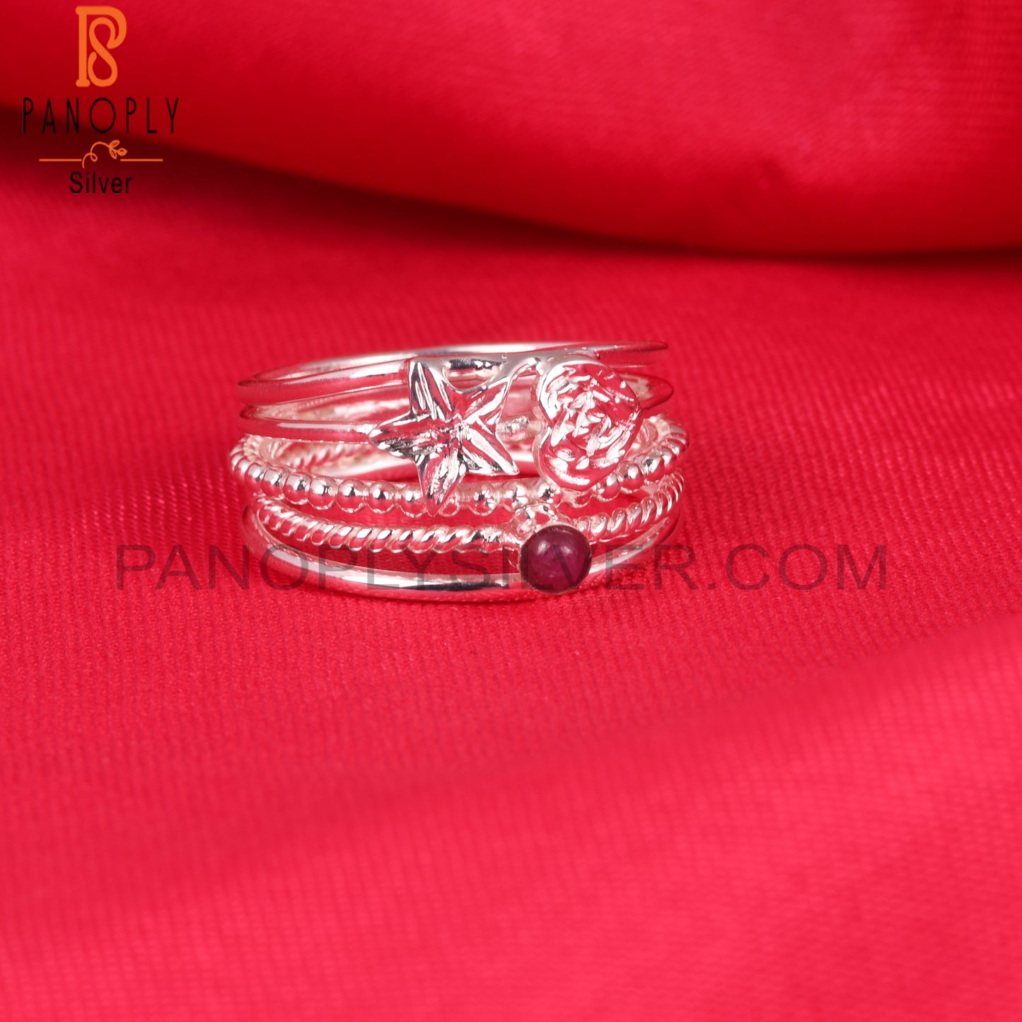 Ruby Designer Round Shape 925 Sterling Silver Ring