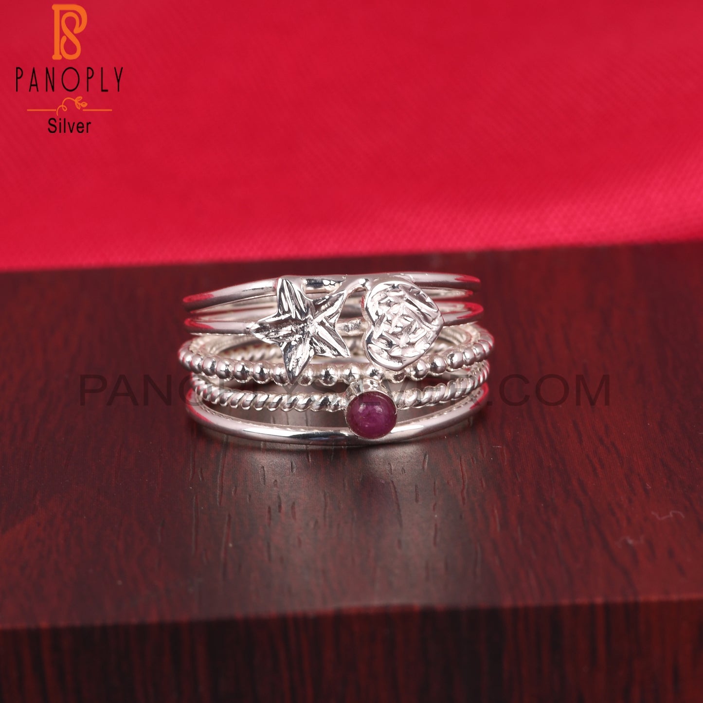 Ruby Designer Round Shape 925 Sterling Silver Ring