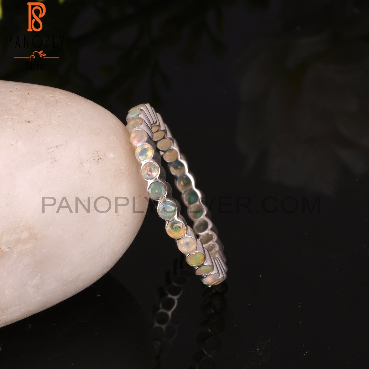 Ethiopian Opal 925 Sterling Silver Filigree Band Ring