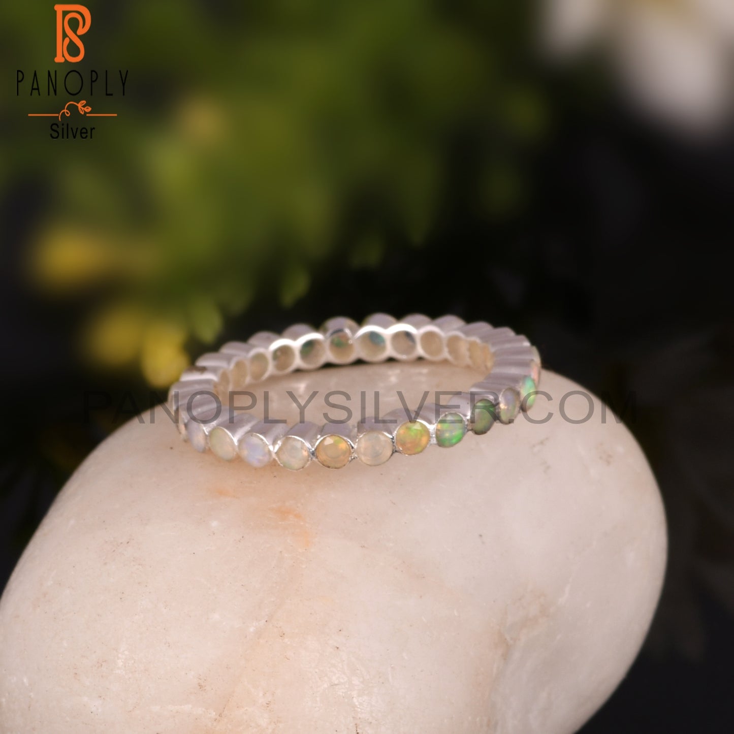 Ethiopian Opal 925 Sterling Silver Filigree Band Ring