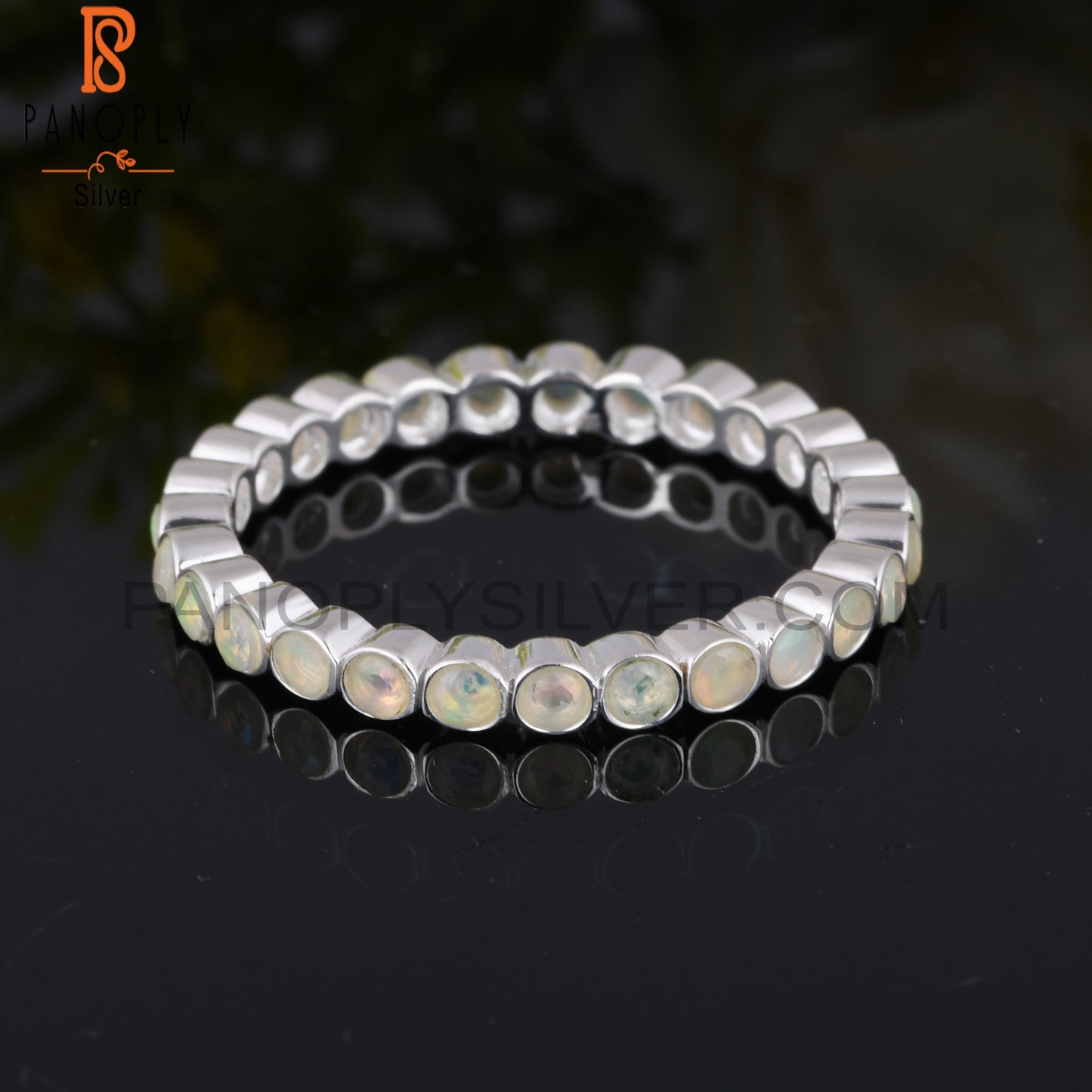 Ethiopian Opal 925 Sterling Silver Filigree Band Ring