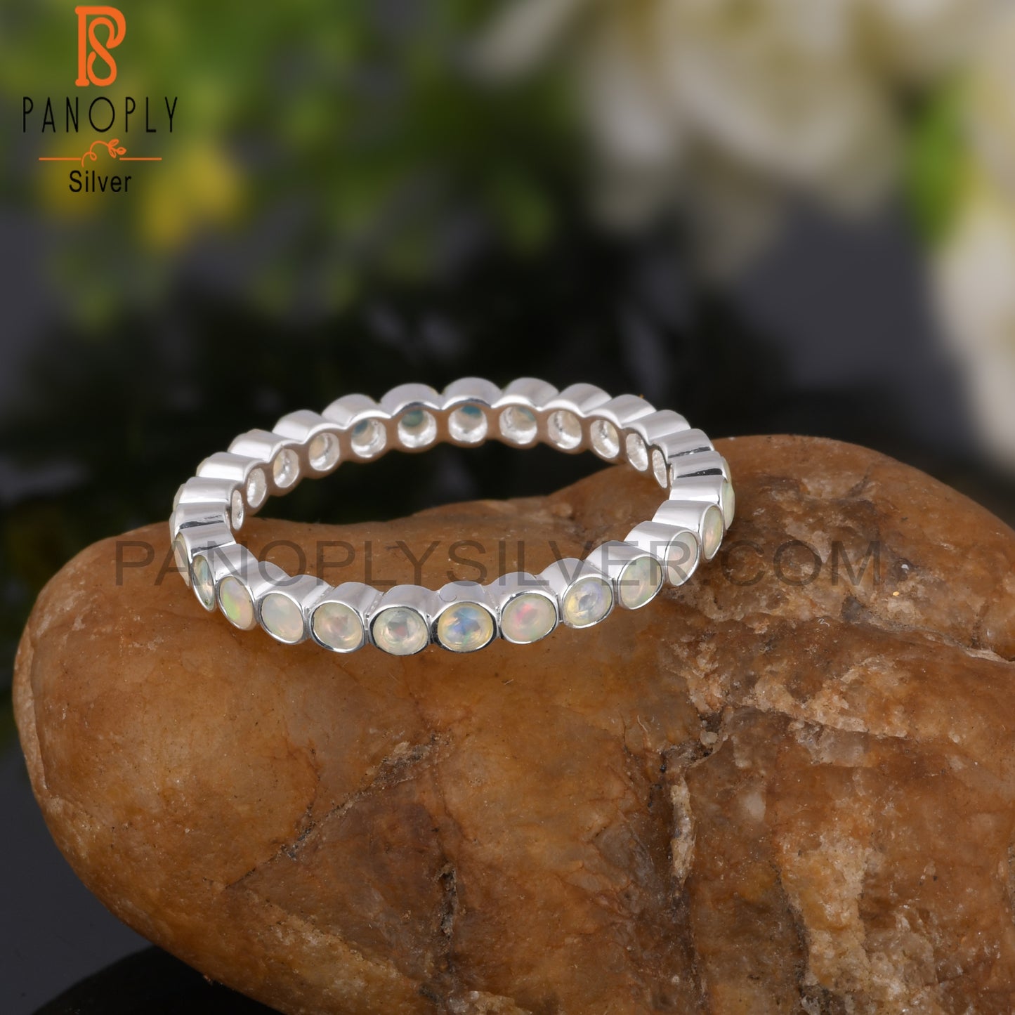Ethiopian Opal 925 Sterling Silver Filigree Band Ring