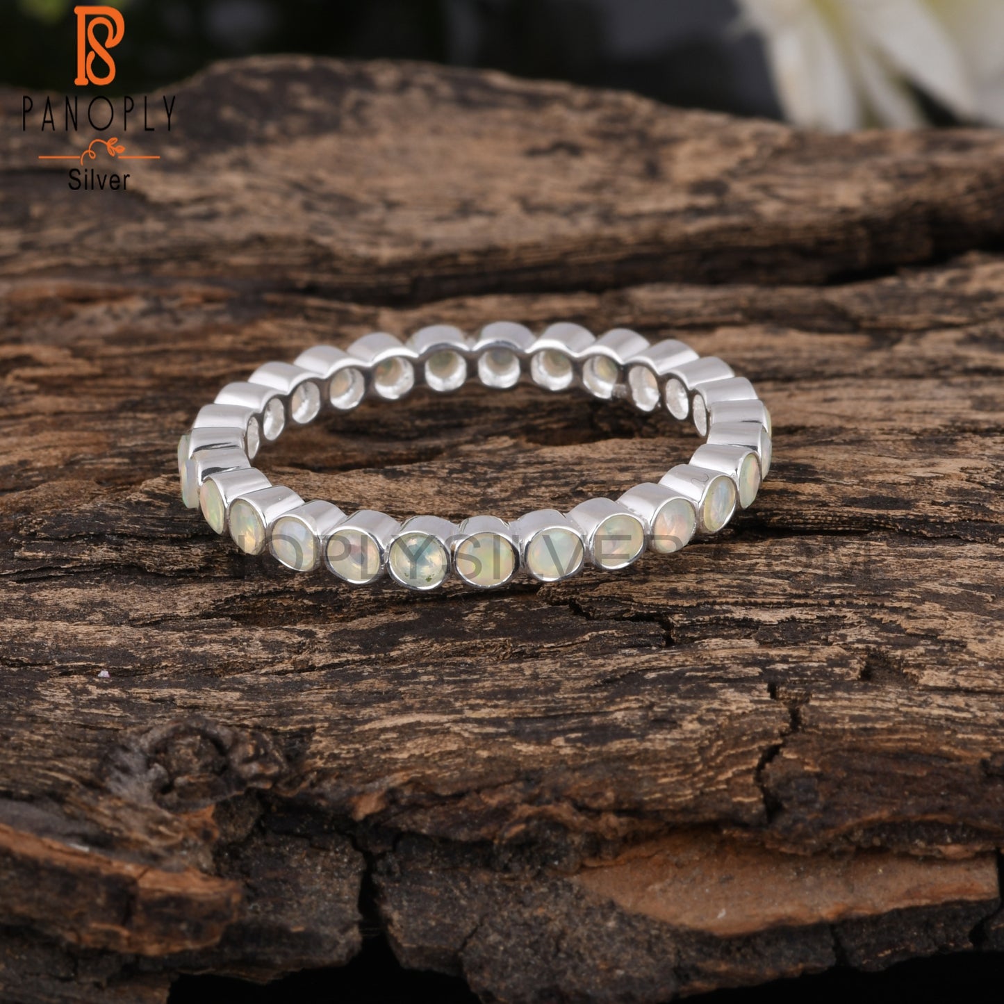 Ethiopian Opal 925 Sterling Silver Filigree Band Ring