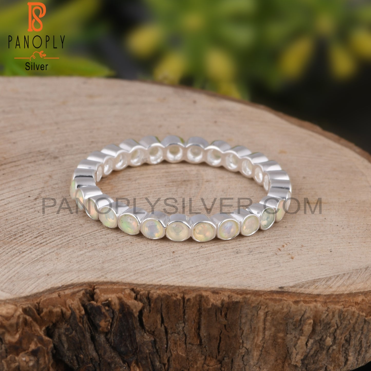 Ethiopian Opal 925 Sterling Silver Filigree Band Ring