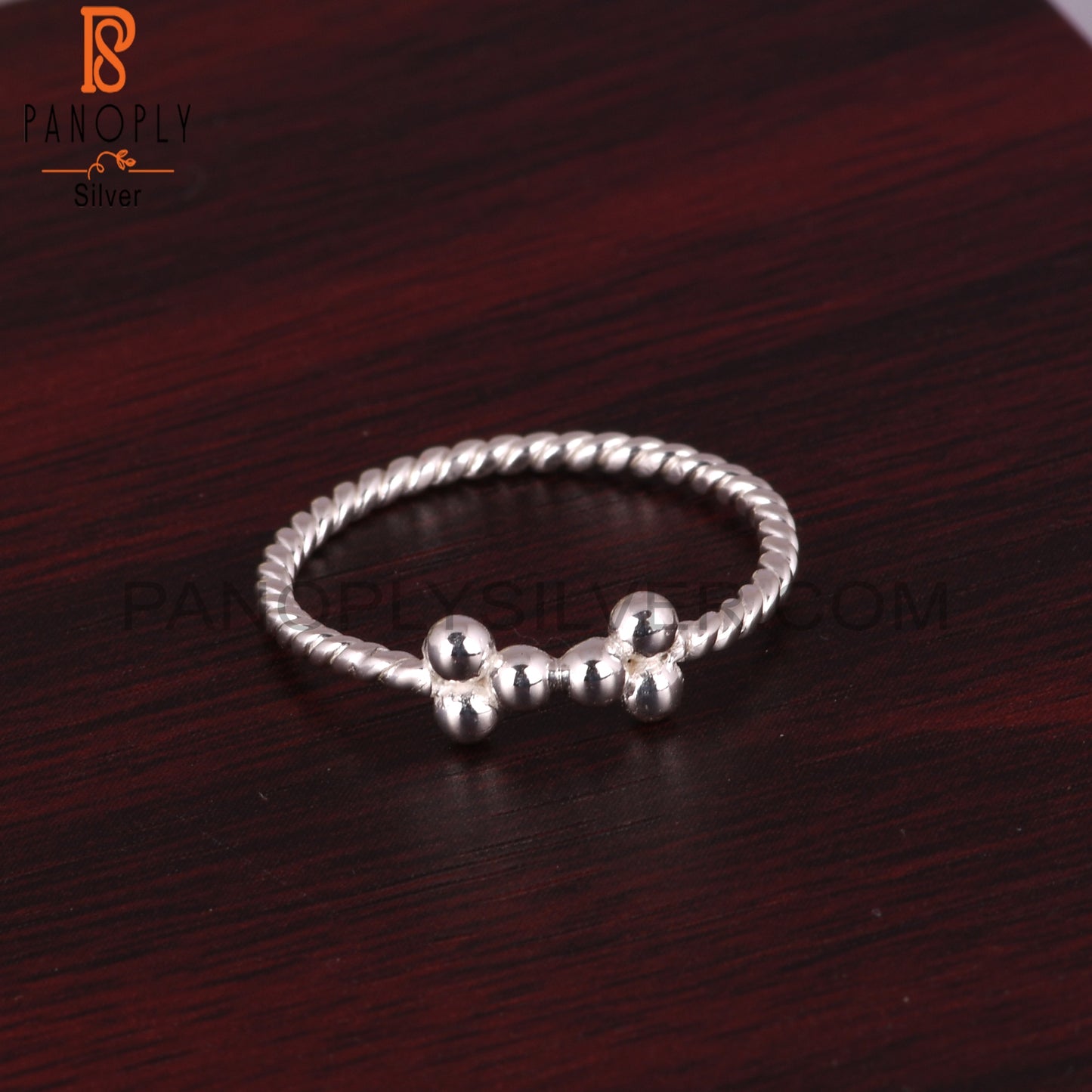 Twist Flower 925 Sterling Silver Ball Link Ring