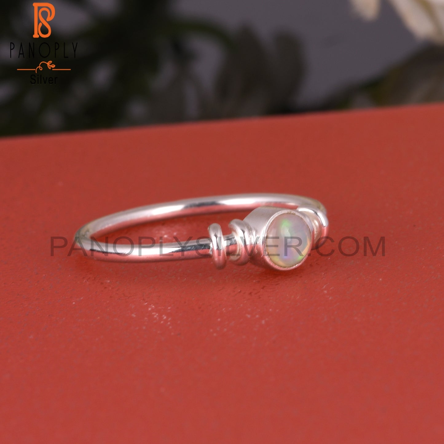 Ethiopian Opal Round Shape 925 Sterling Silver Simple Ring