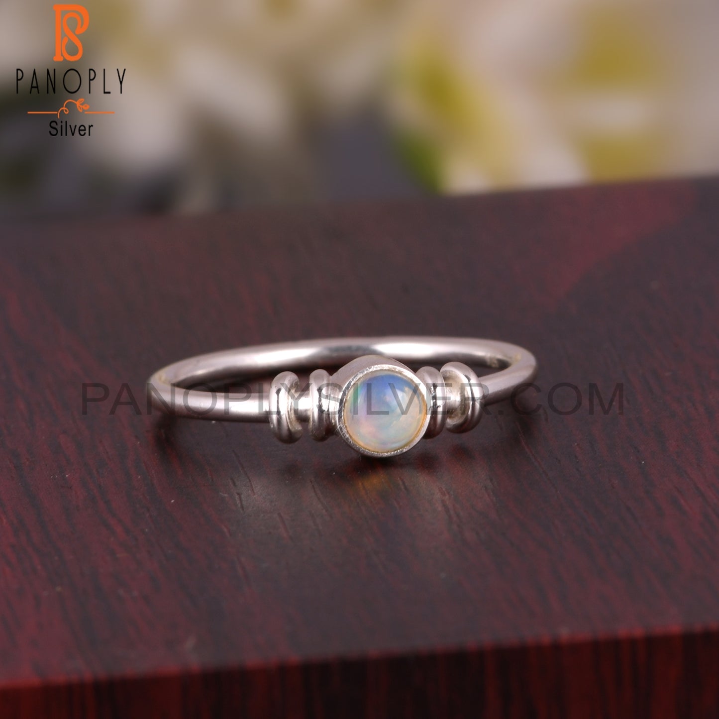 Ethiopian Opal Round Shape 925 Sterling Silver Simple Ring
