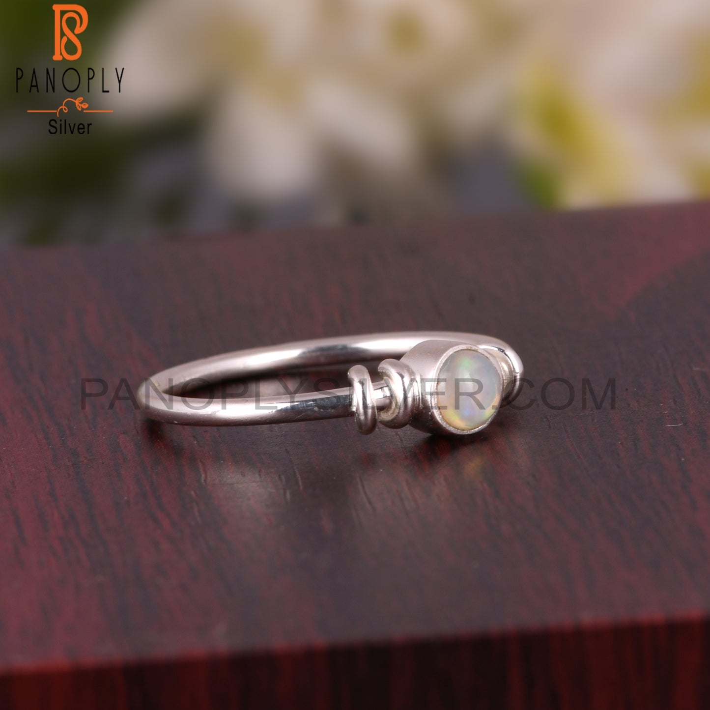 Ethiopian Opal Round Shape 925 Sterling Silver Simple Ring