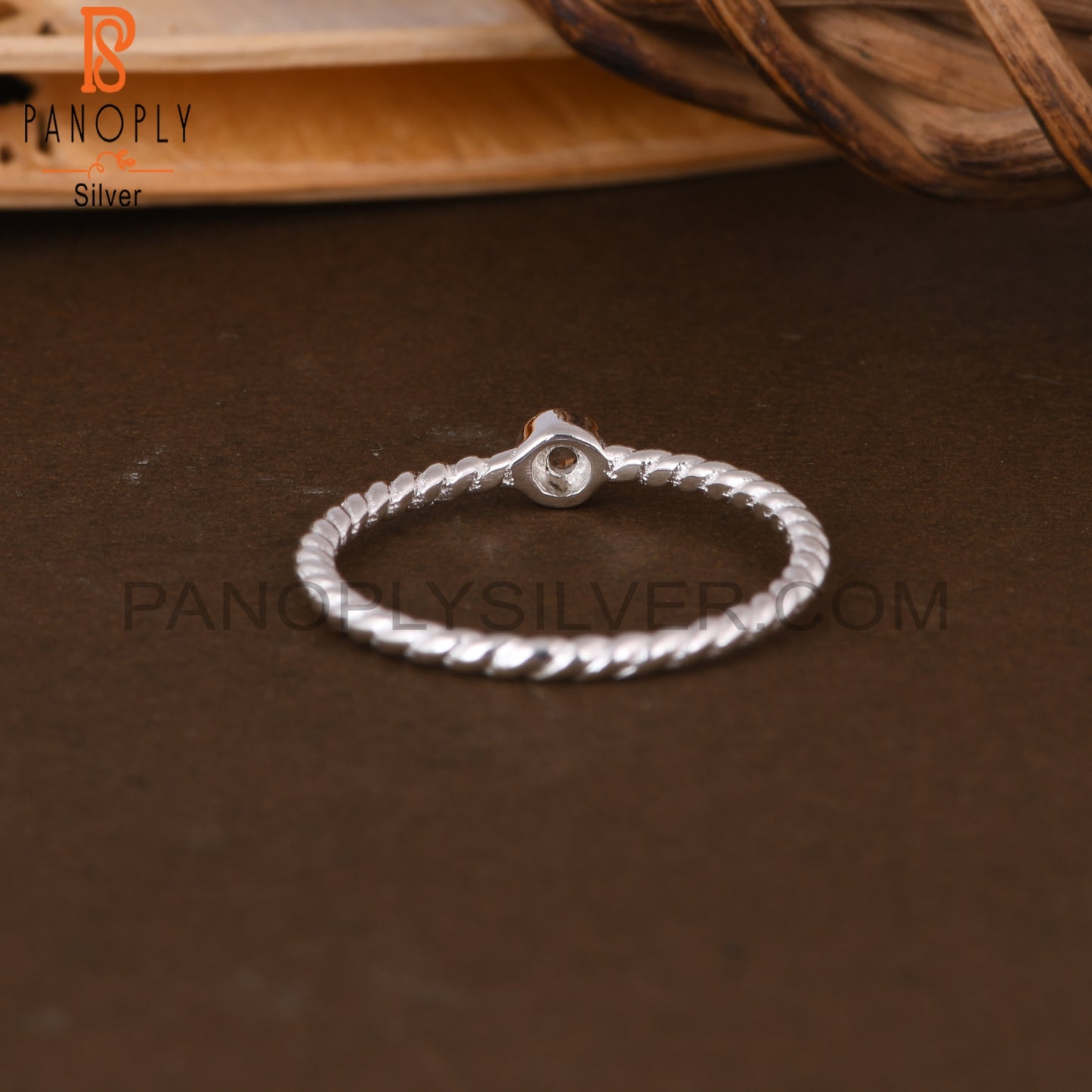 White Topaz Round Twist 925 Sterling Silver Ring