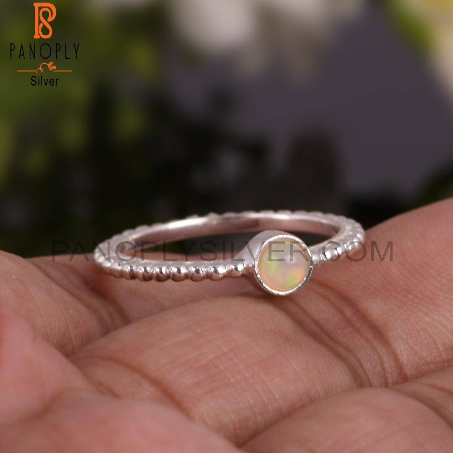 Ethiopian Opal Round 925 Sterling Silver Women’s Ring