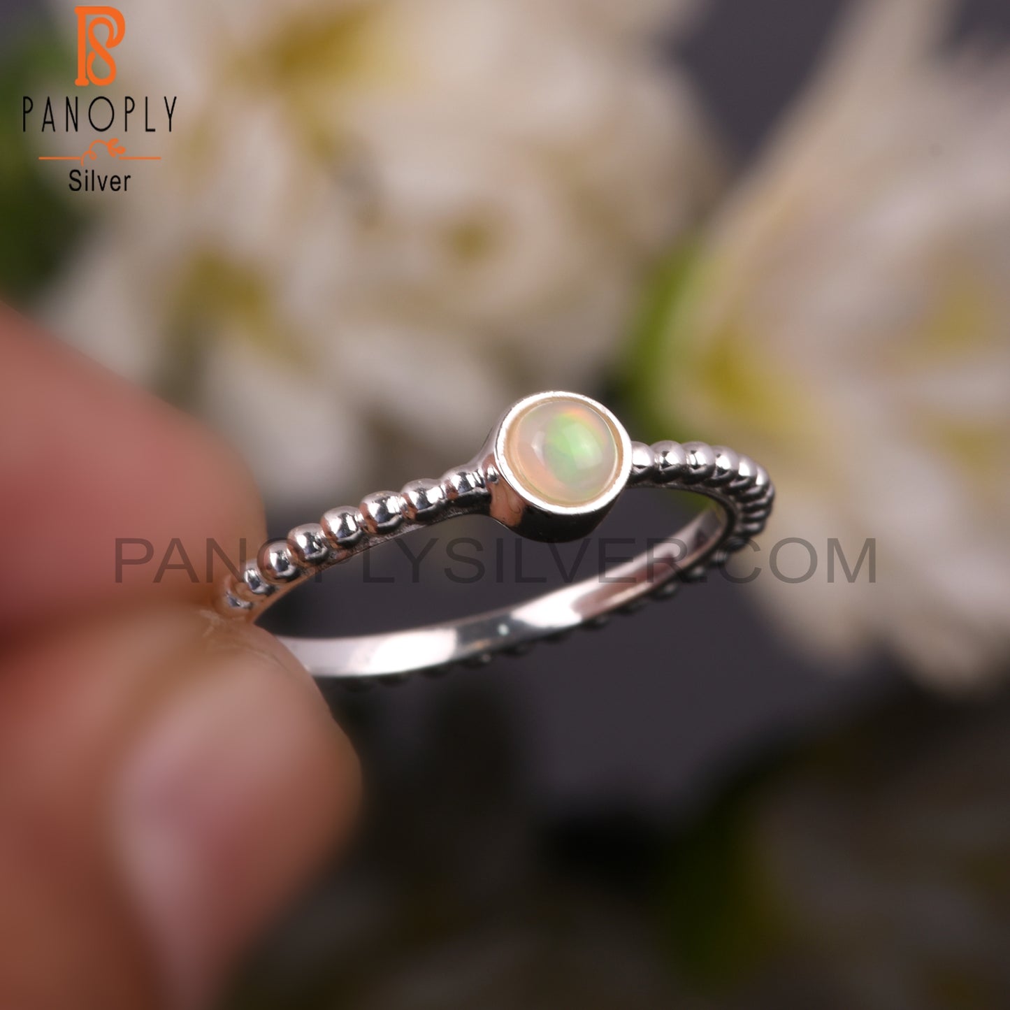 Ethiopian Opal Round 925 Sterling Silver Women’s Ring