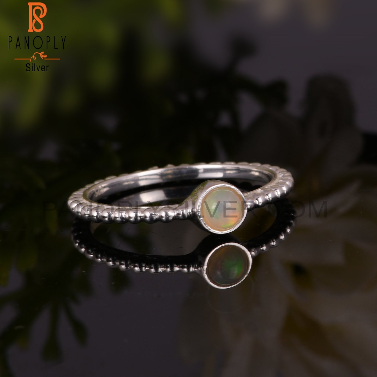 Ethiopian Opal Round 925 Sterling Silver Women’s Ring