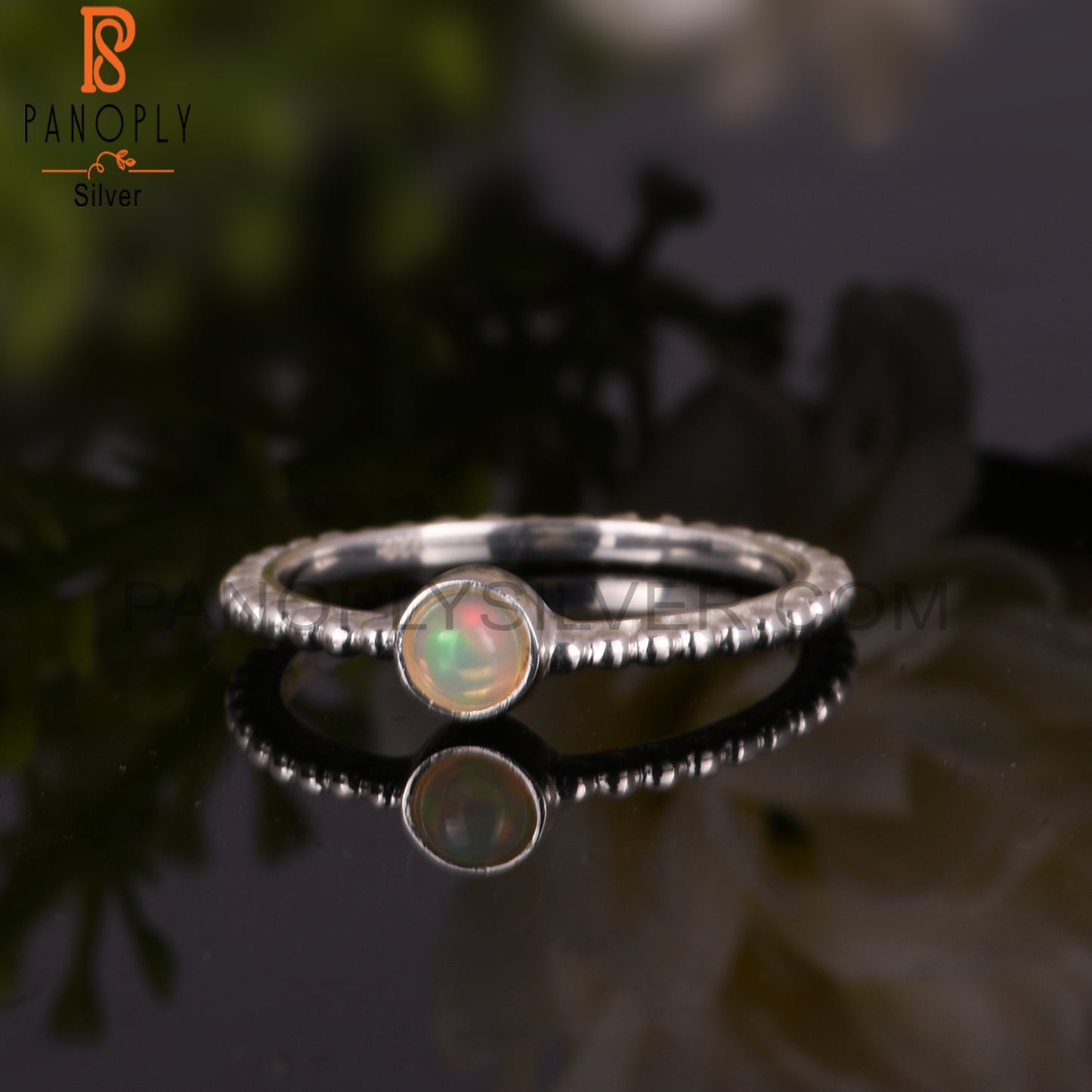 Ethiopian Opal Round 925 Sterling Silver Women’s Ring