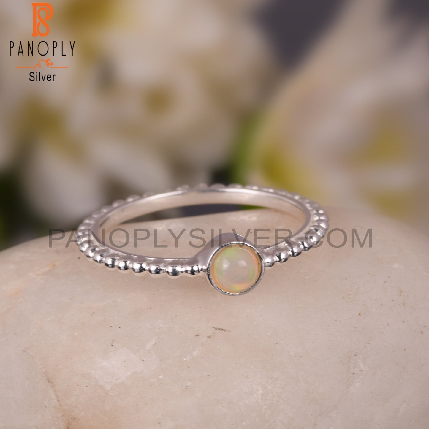Ethiopian Opal Round 925 Sterling Silver Women’s Ring