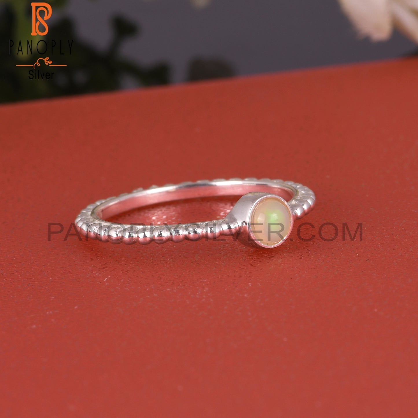 Ethiopian Opal Round 925 Sterling Silver Women’s Ring
