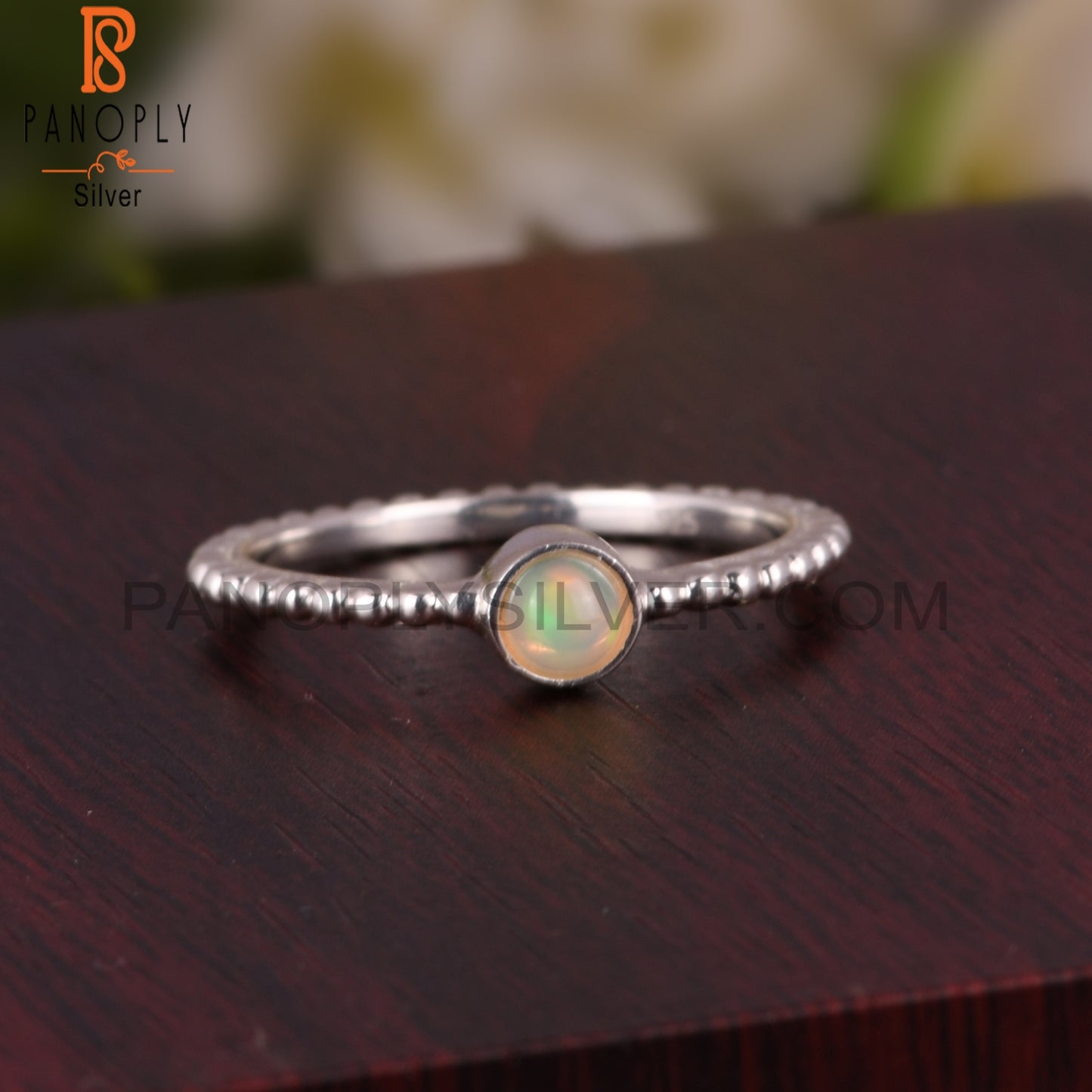 Ethiopian Opal Round 925 Sterling Silver Women’s Ring