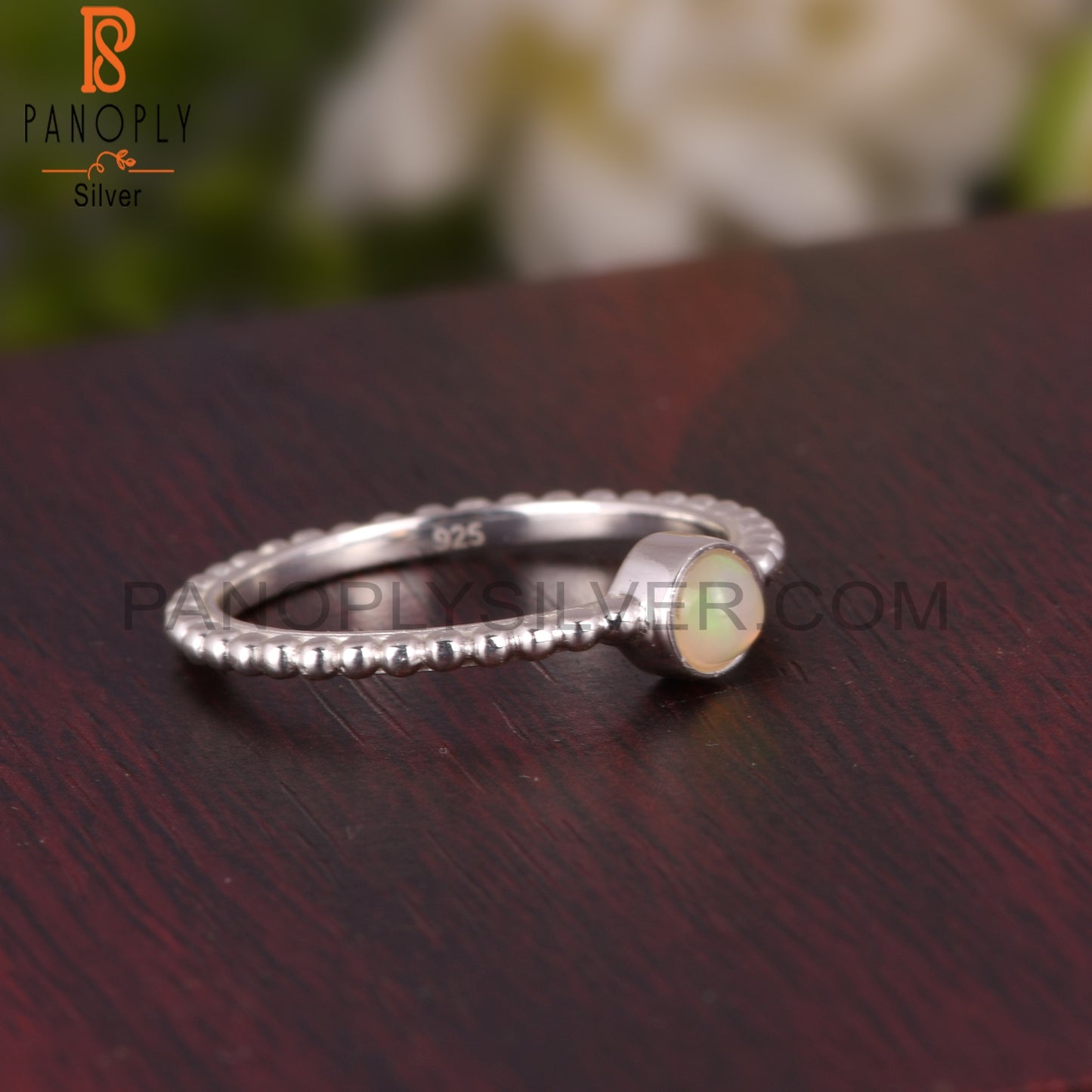 Ethiopian Opal Round 925 Sterling Silver Women’s Ring