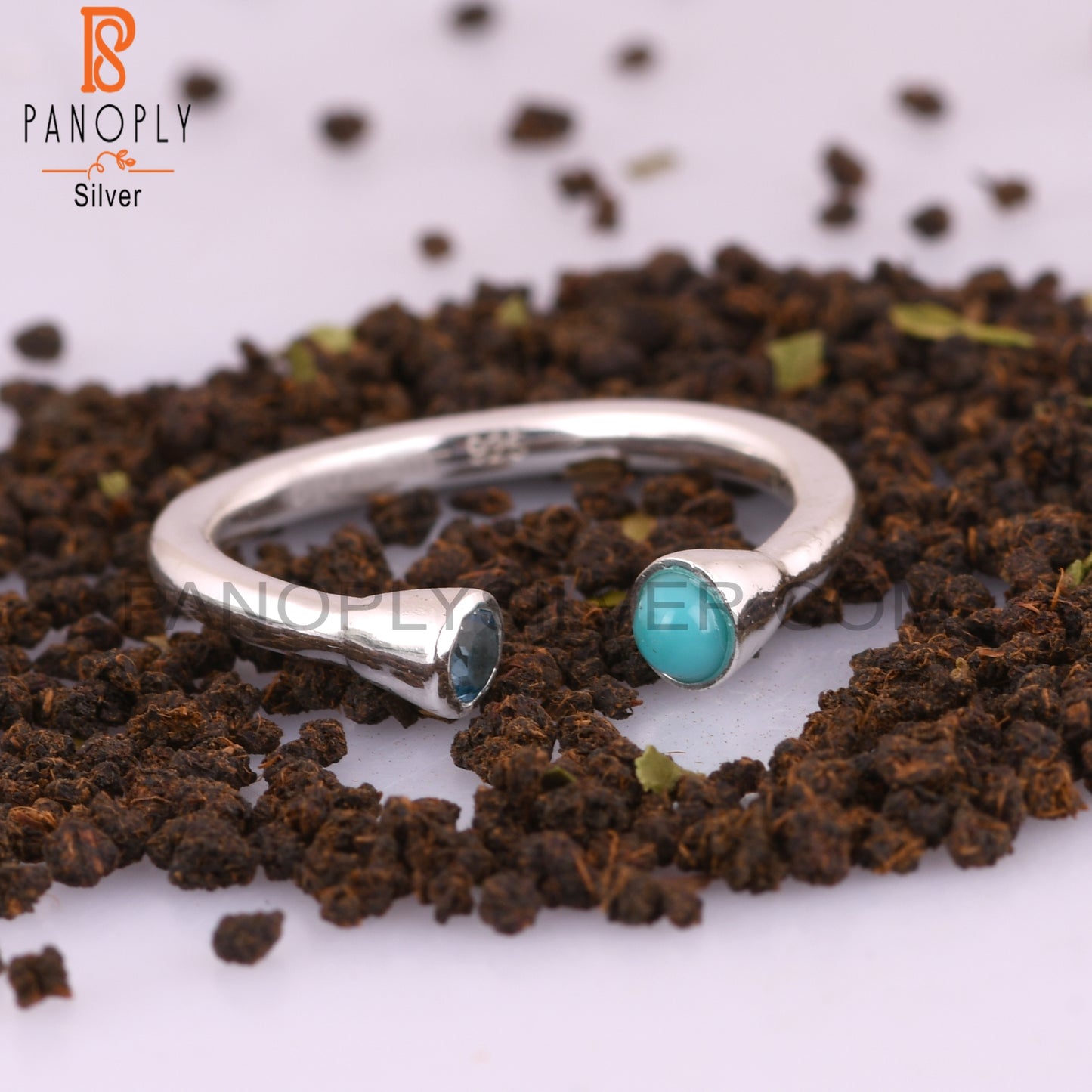 925 Sterling Silver Arizona Turquoise & Blue Topaz Ring