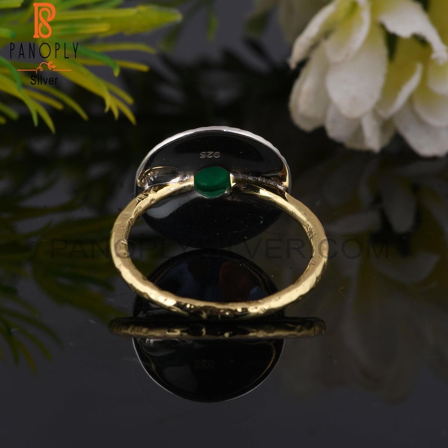 Green Onyx Chakra 925 Sterling Silver Ring