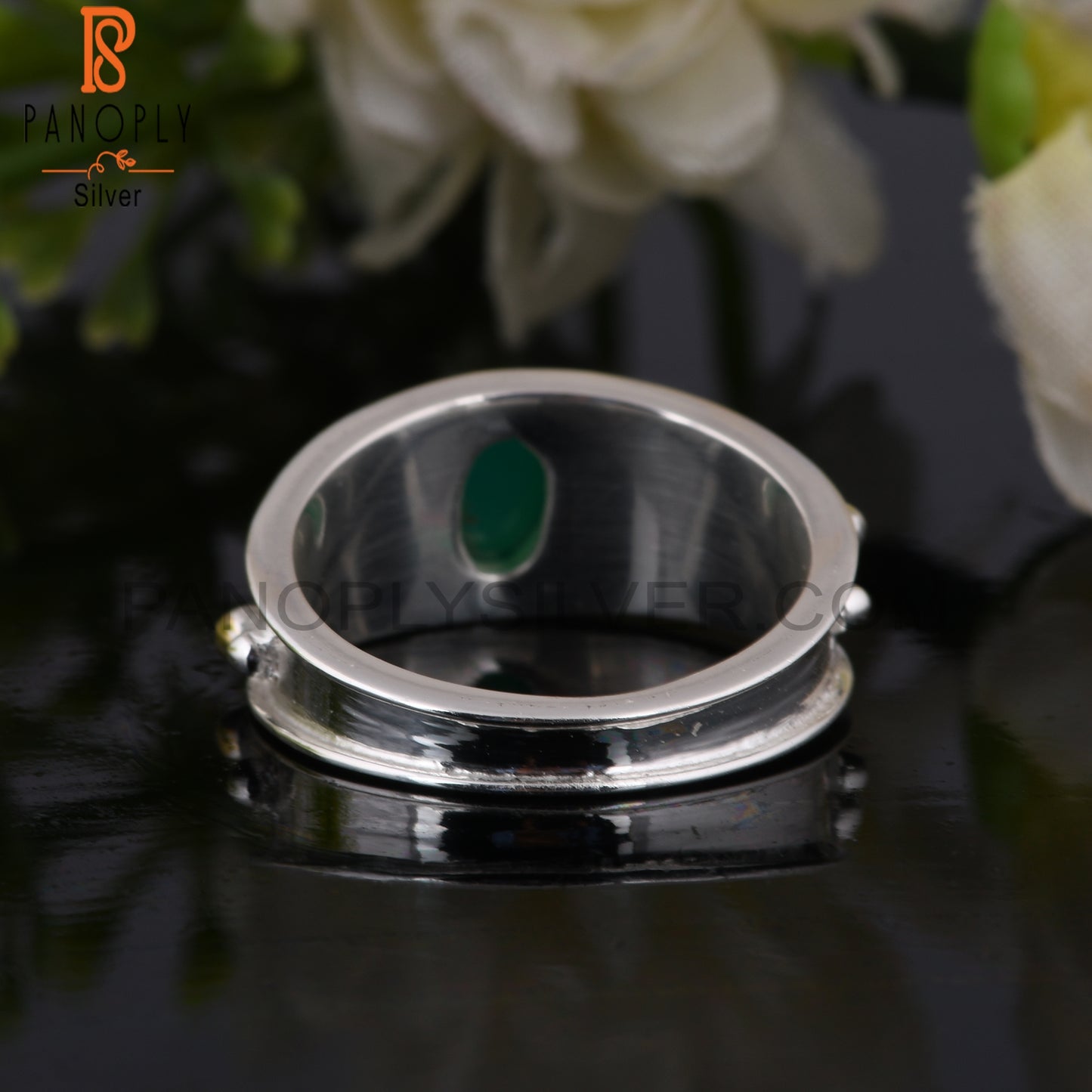 Green Onyx 925 Sterling Silver Signet Ring