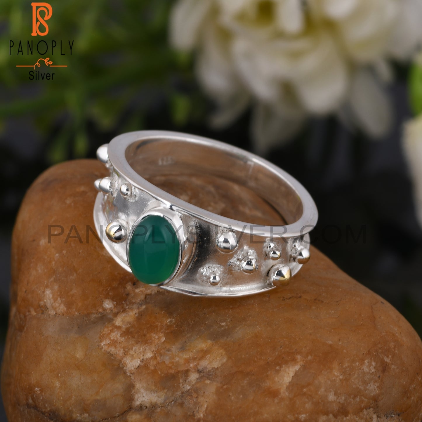 Green Onyx 925 Sterling Silver Signet Ring