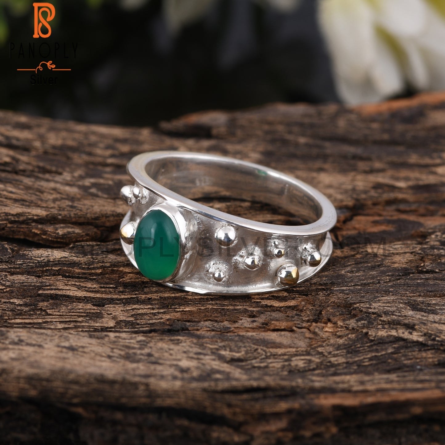 Green Onyx 925 Sterling Silver Signet Ring
