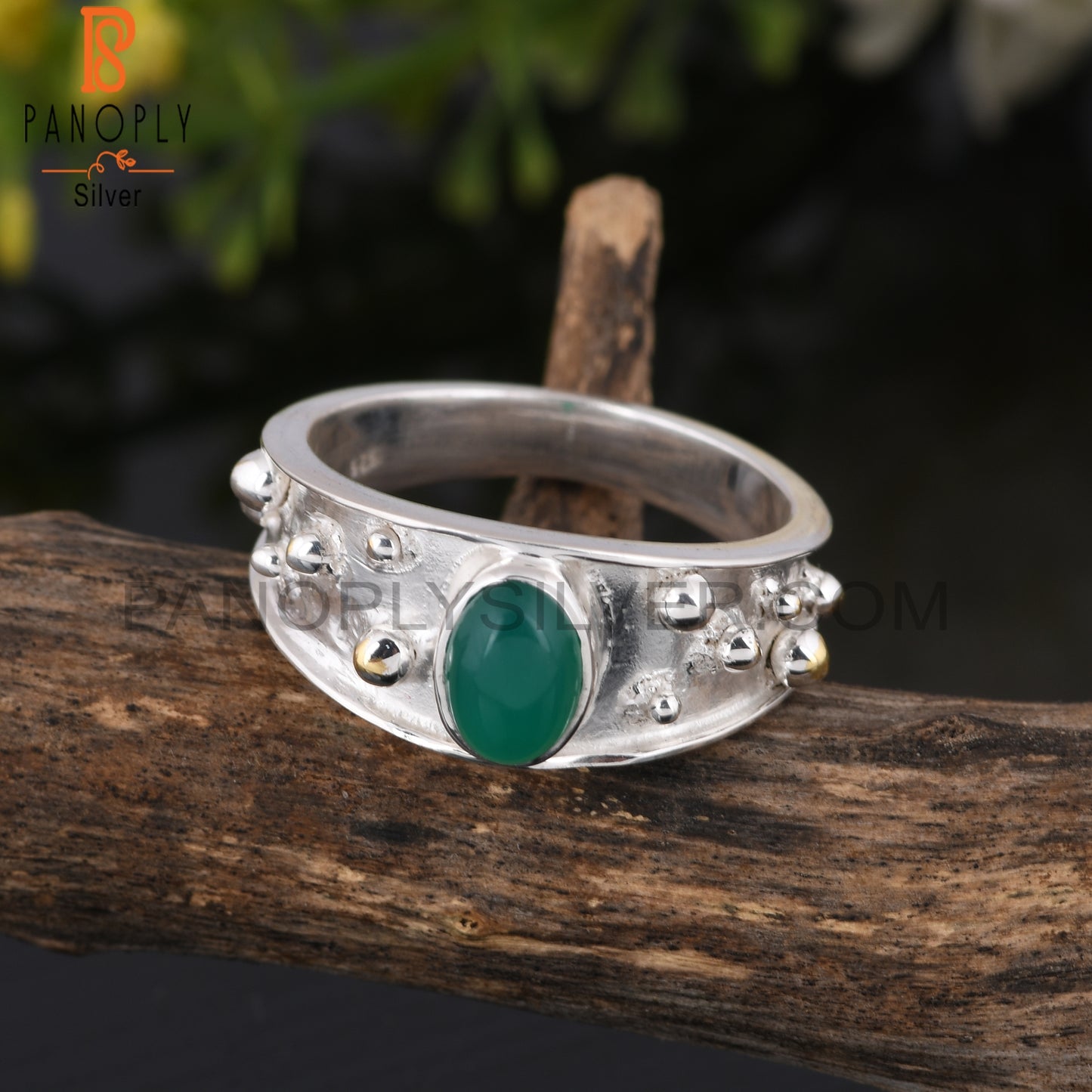 Green Onyx 925 Sterling Silver Signet Ring