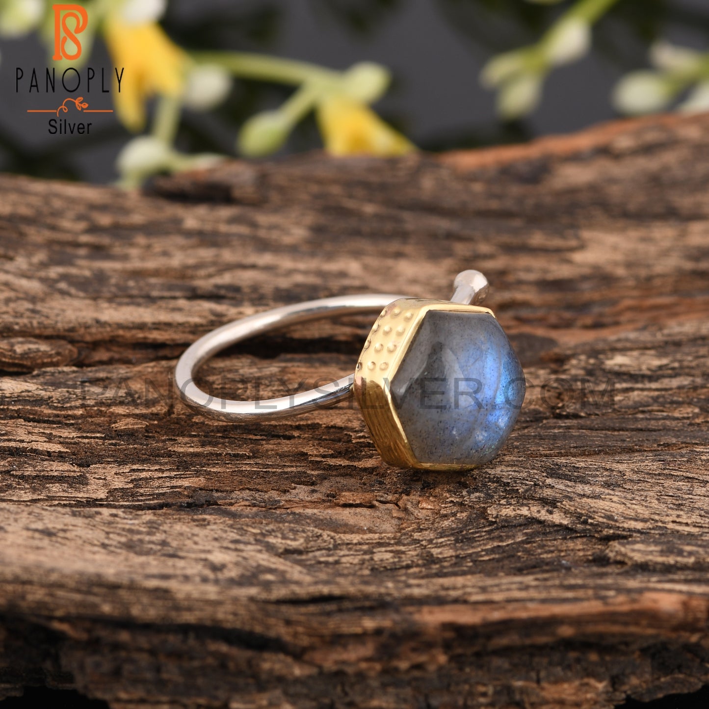 Labradorite Hexagon 925 Sterling Silver Cute Ring