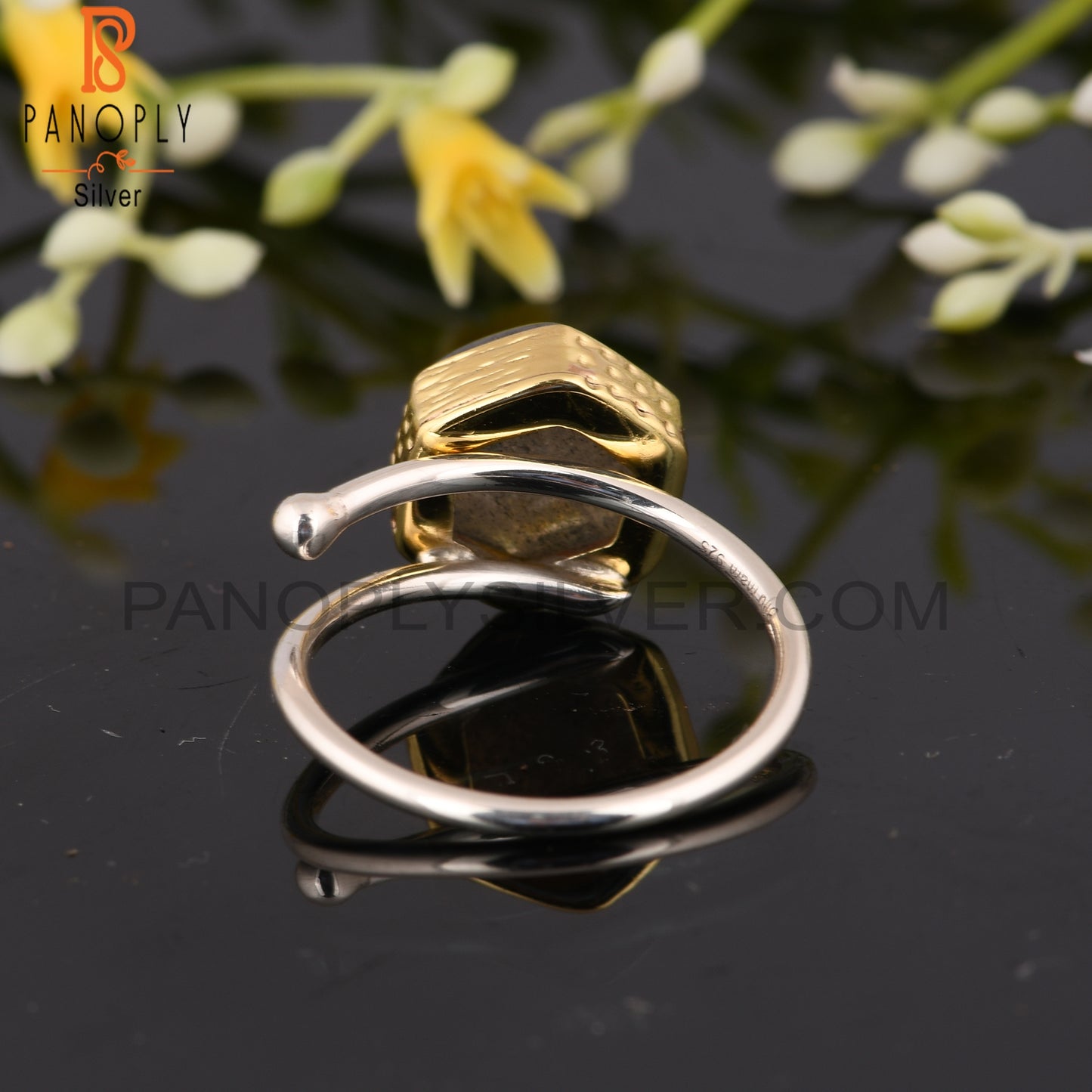 Labradorite Hexagon 925 Sterling Silver Cute Ring