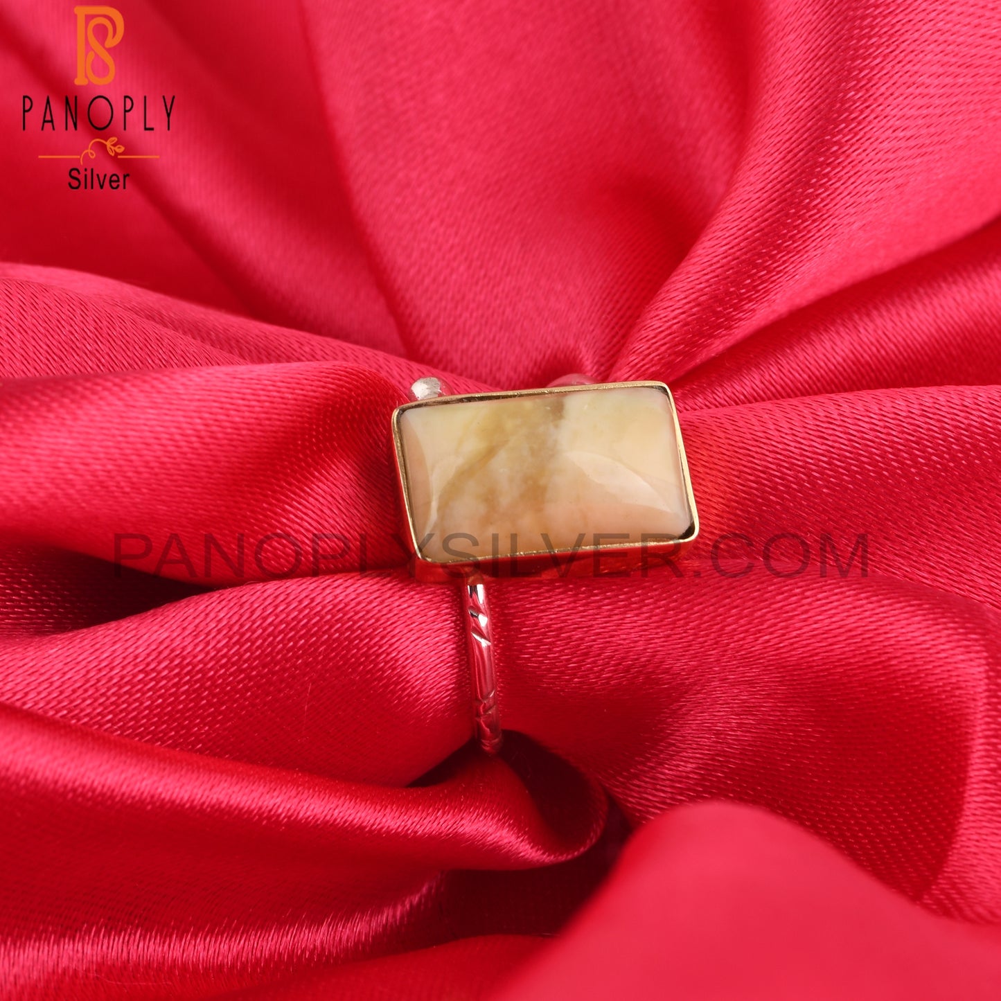 Yellow Opal 925 Sterling Silver Ring For Party Wear
