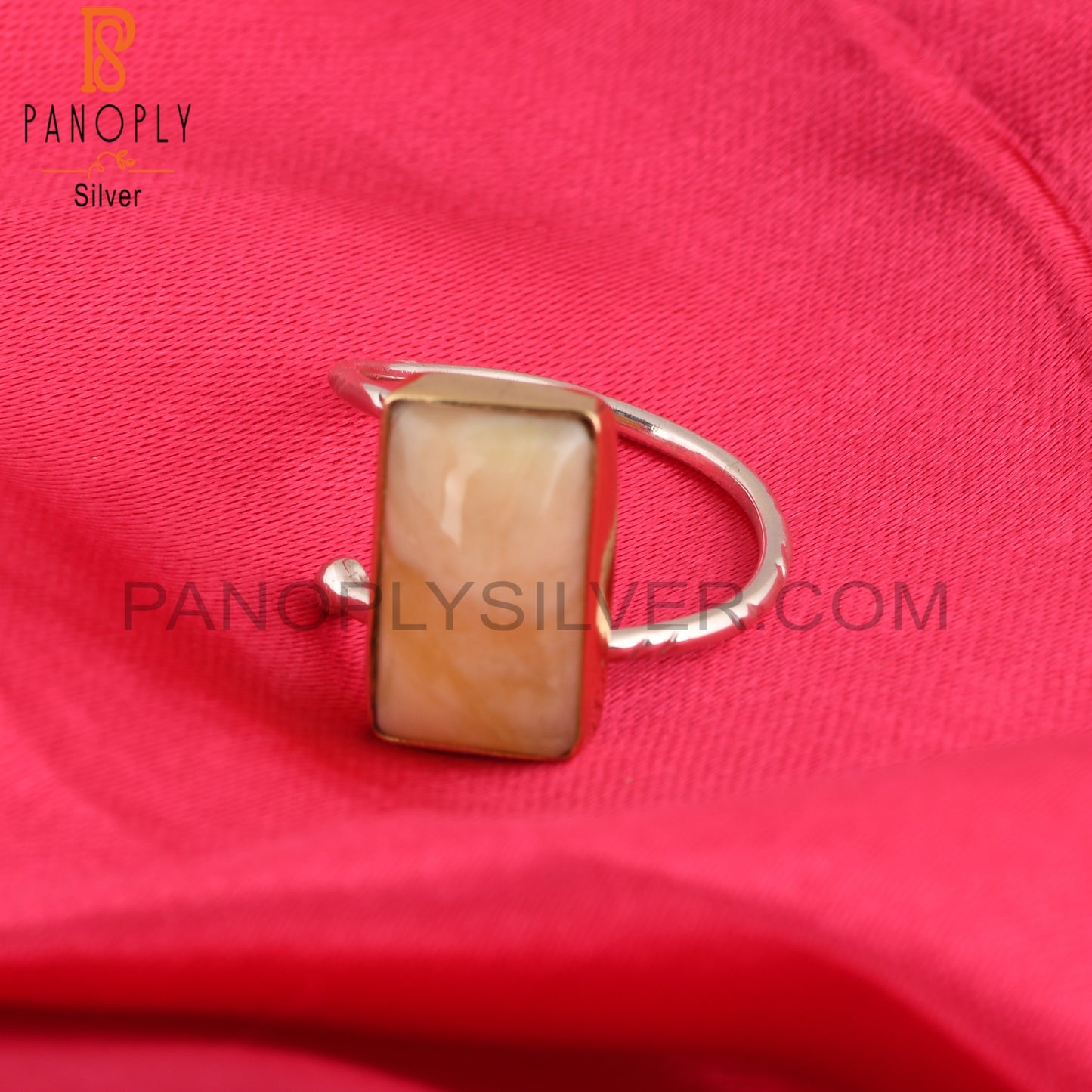 Yellow Opal 925 Sterling Silver Ring For Party Wear