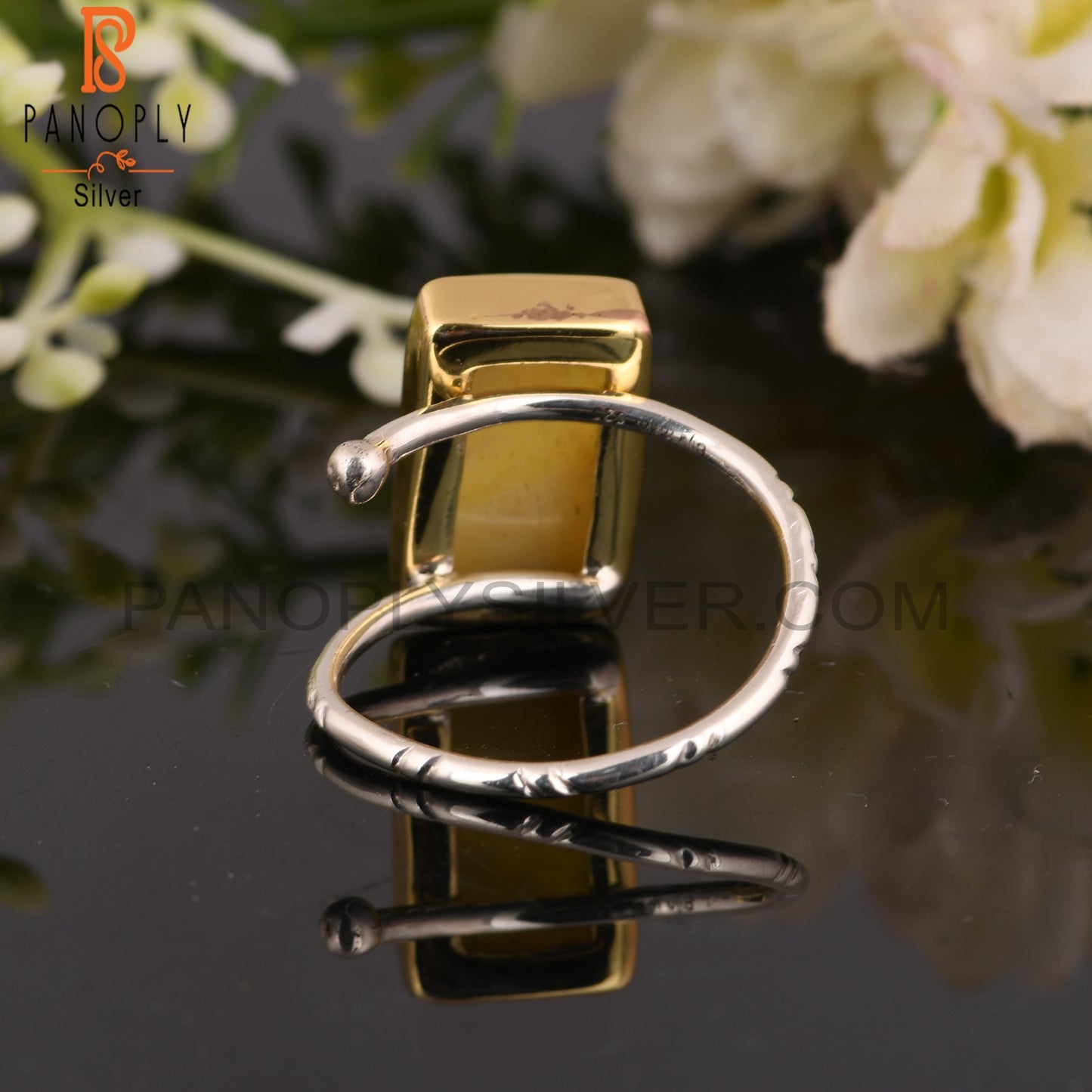 Yellow Opal 925 Sterling Silver Ring For Party Wear