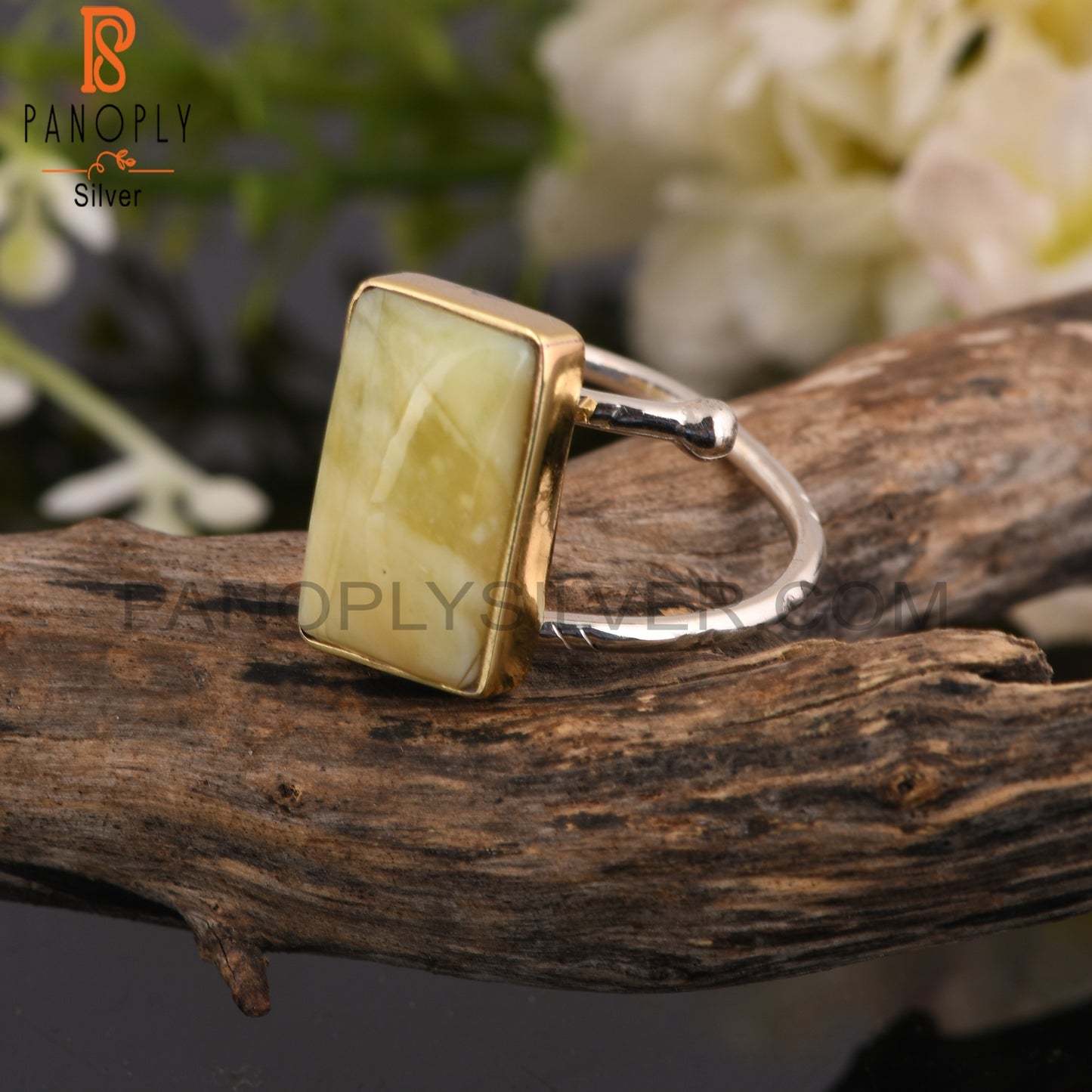 Yellow Opal 925 Sterling Silver Ring For Party Wear