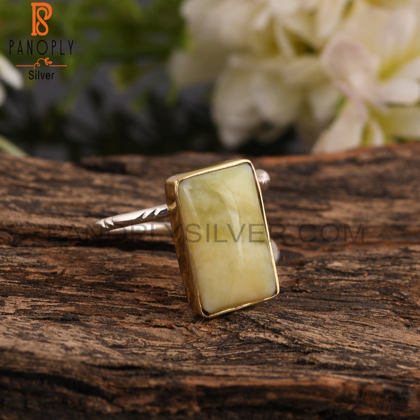 Yellow Opal 925 Sterling Silver Ring For Party Wear