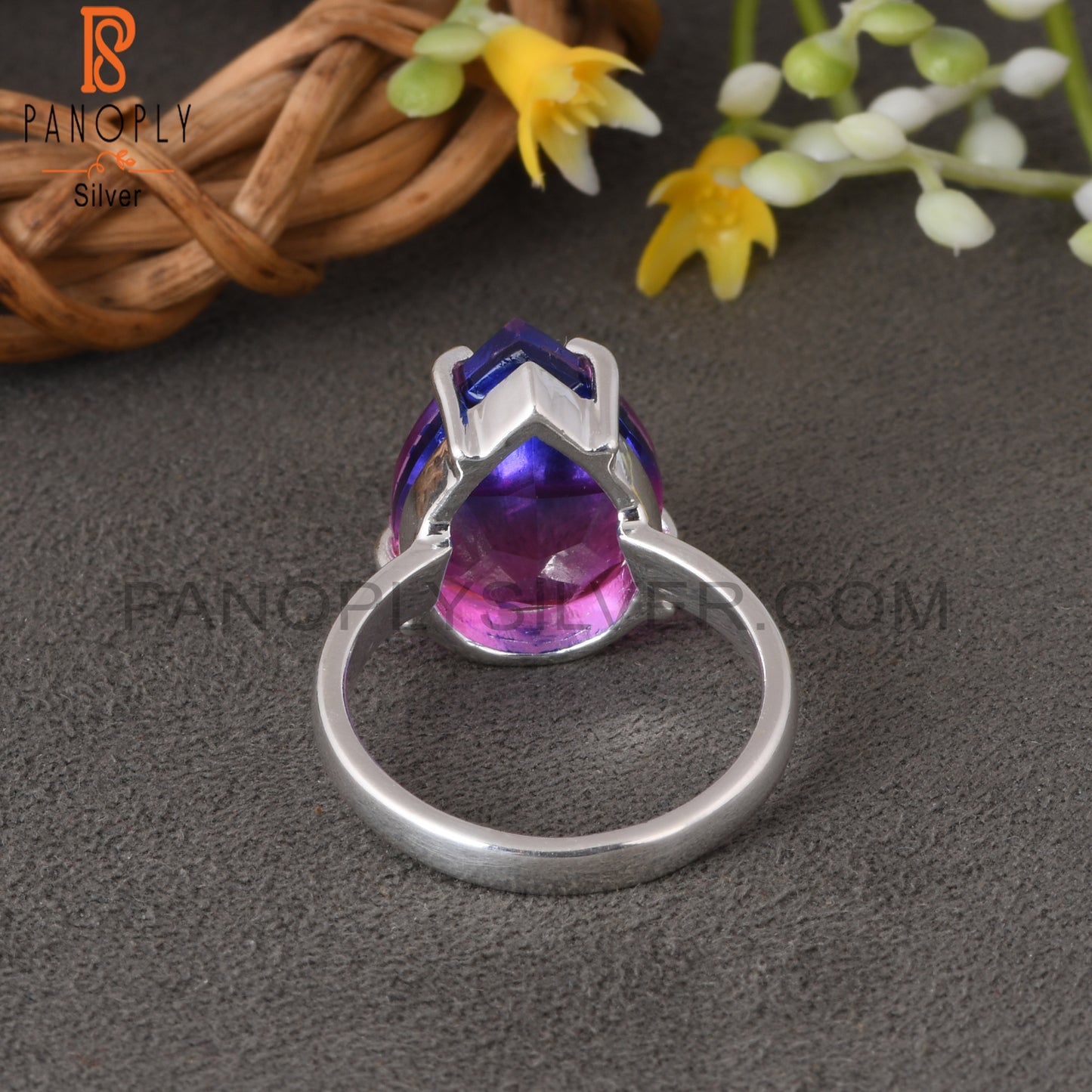 Bio Tourmaline Doublet Quartz Pear 925 Ring For Women