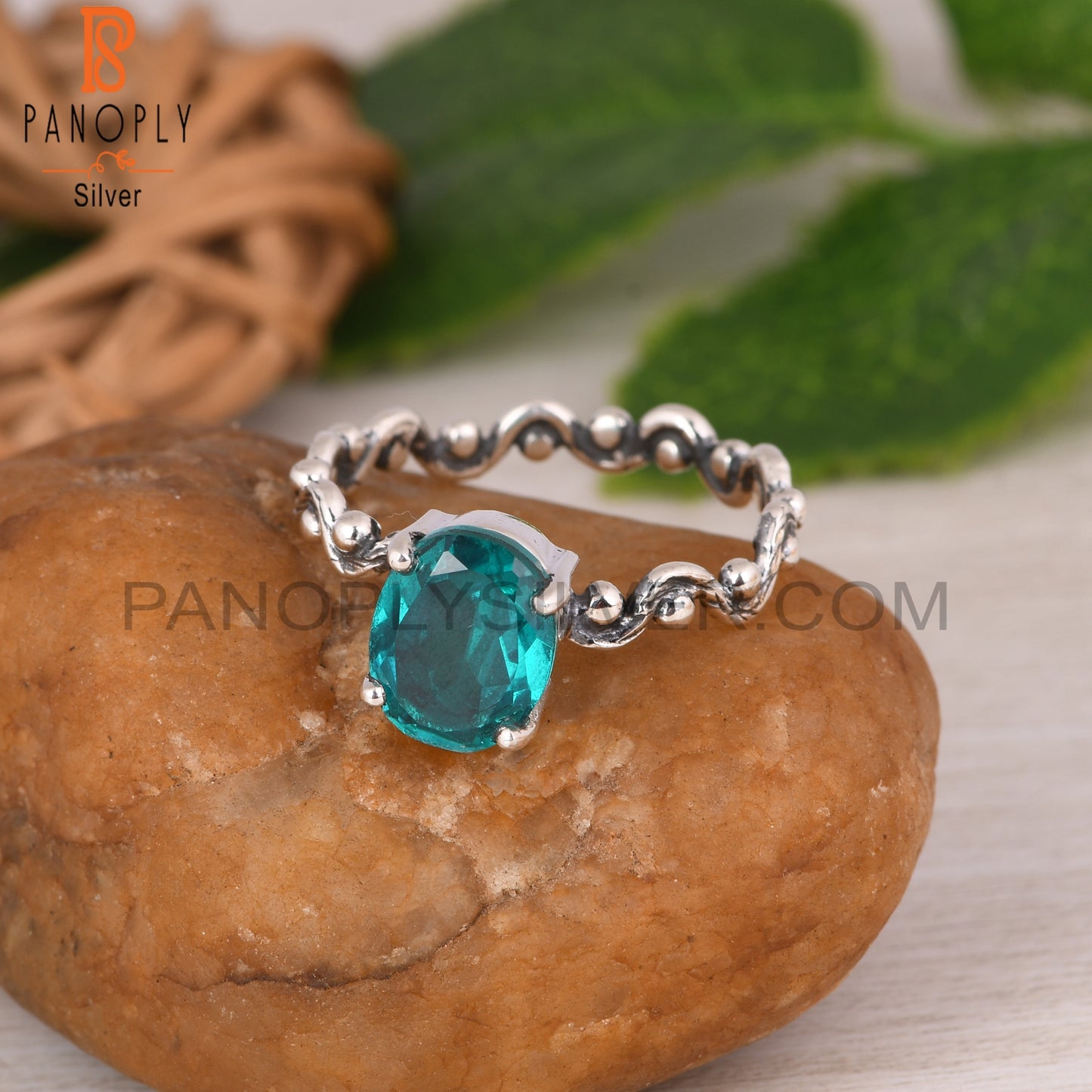 Santamaria Aquamarine Quartz 925 Sterling Silver Ring