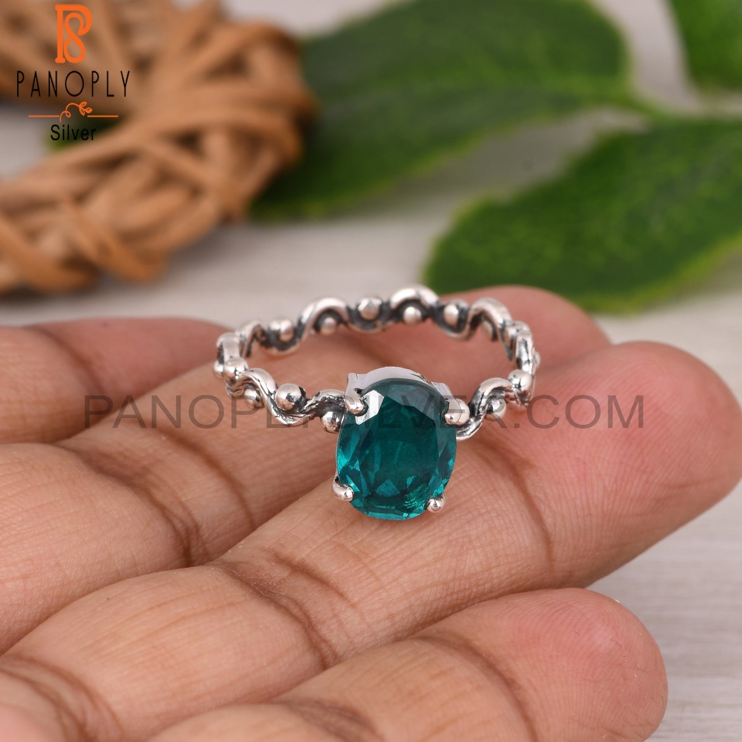 Santamaria Aquamarine Quartz 925 Sterling Silver Ring