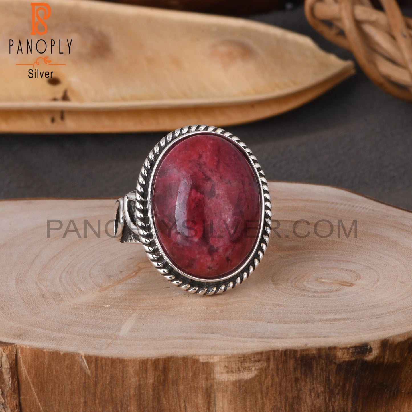Pink Thulite Oval 925 Sterling Silver Ring
