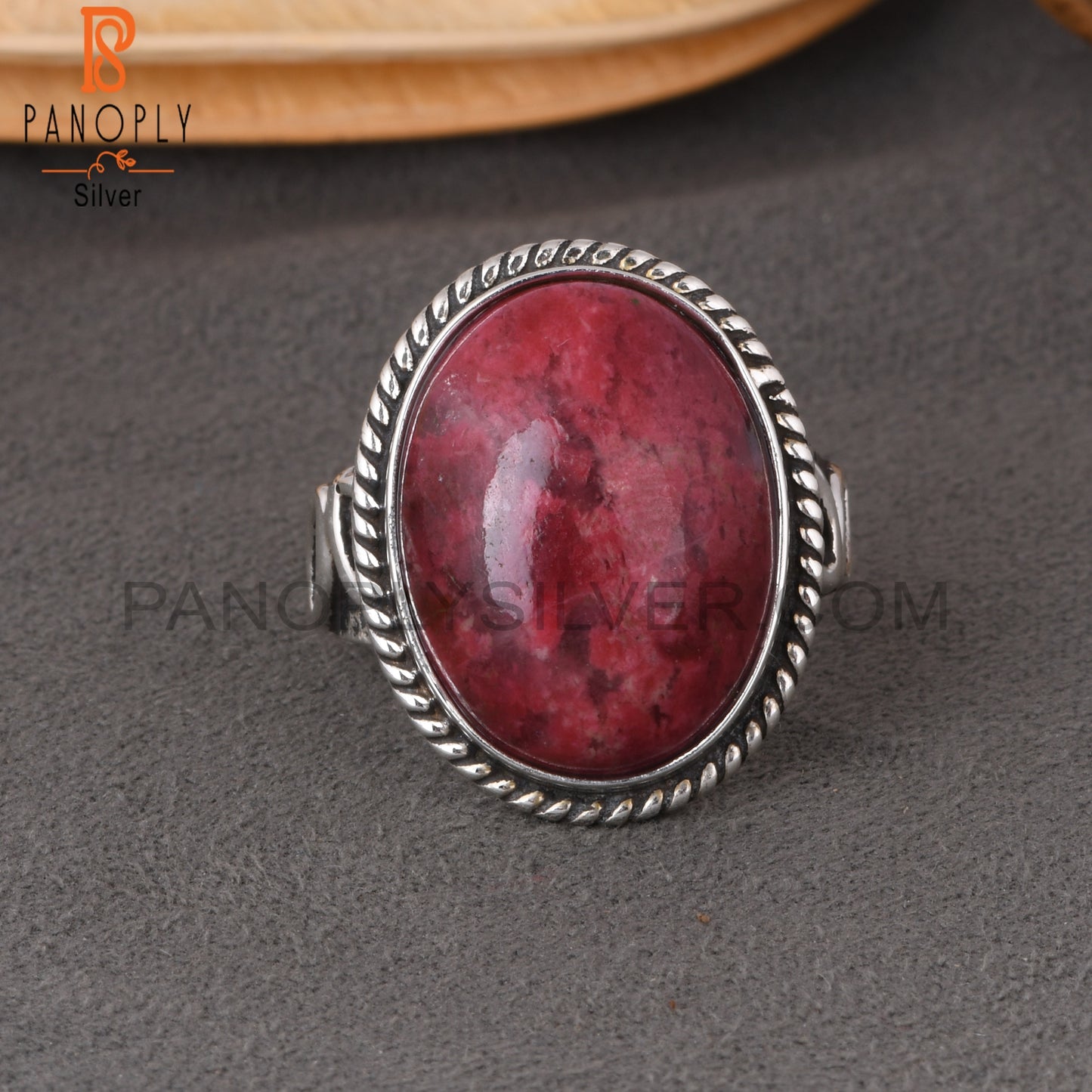 Pink Thulite Oval 925 Sterling Silver Ring