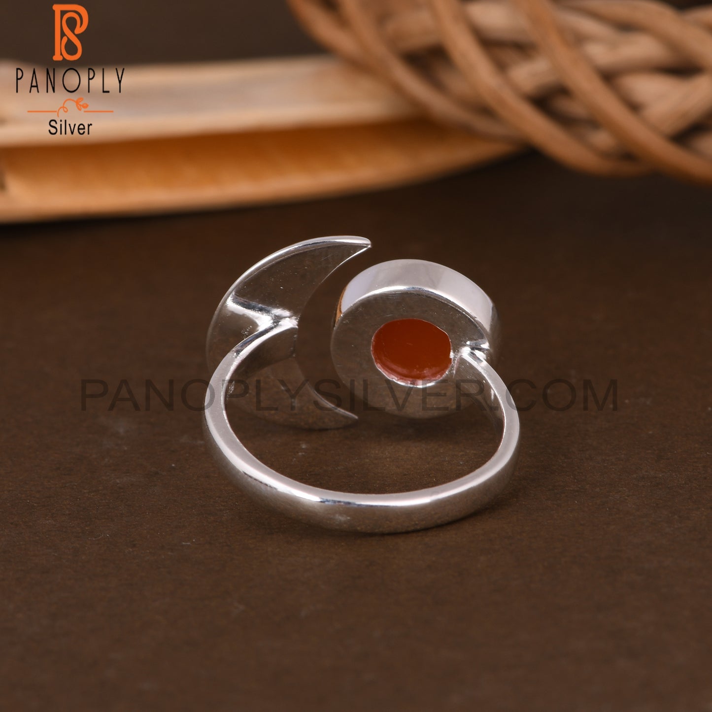 Carnelian Round 925 Sterling Silver Ring
