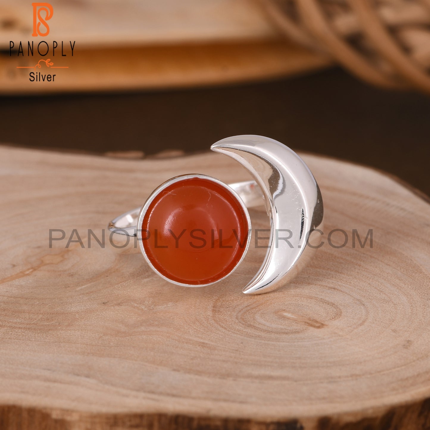 Carnelian Round 925 Sterling Silver Ring