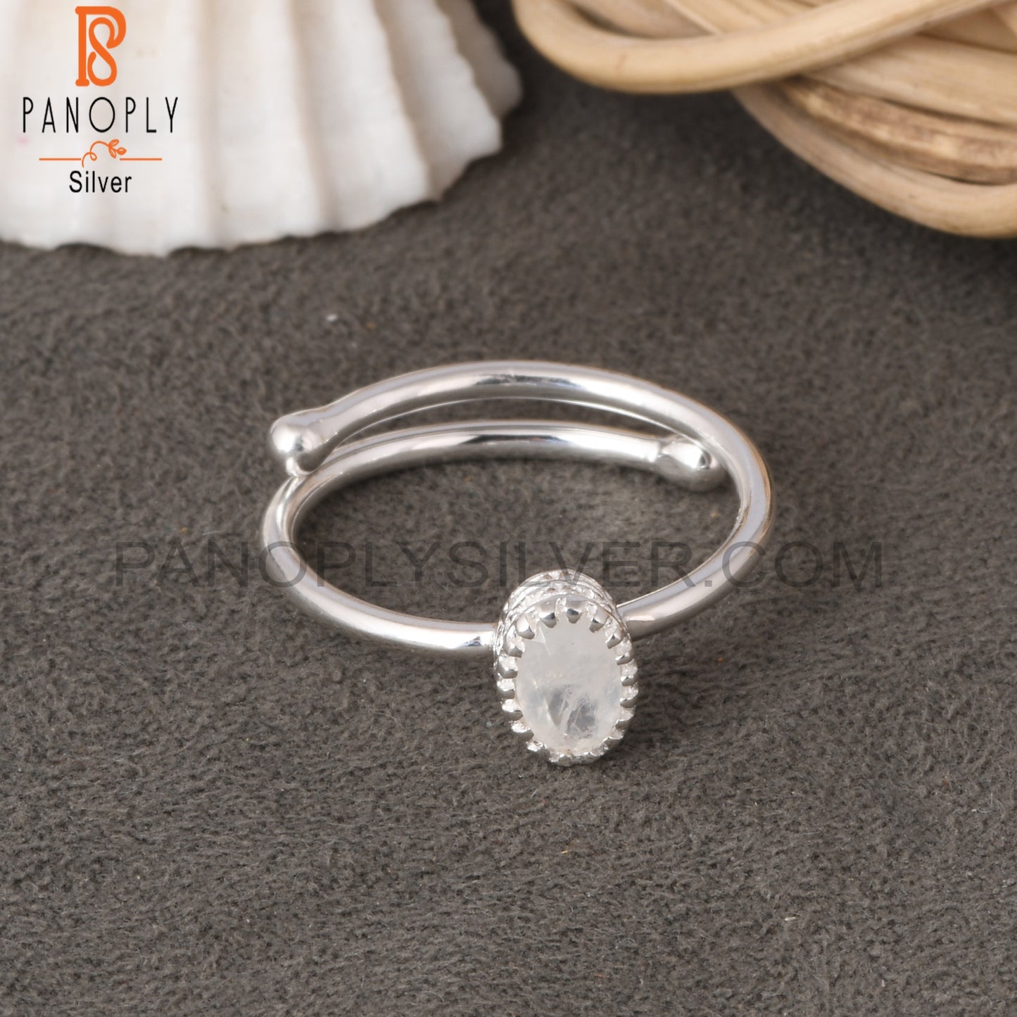 Rainbow Moonstone Oval Shape 925 Sterling Silver Simple Ring