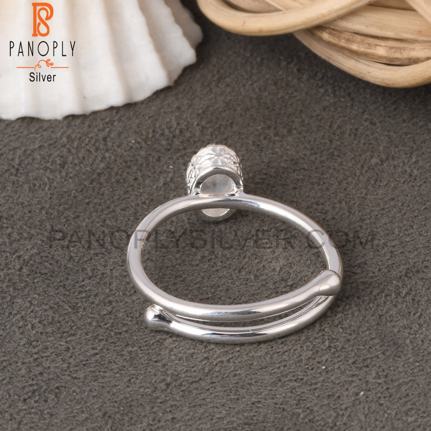Rainbow Moonstone Oval Shape 925 Sterling Silver Simple Ring