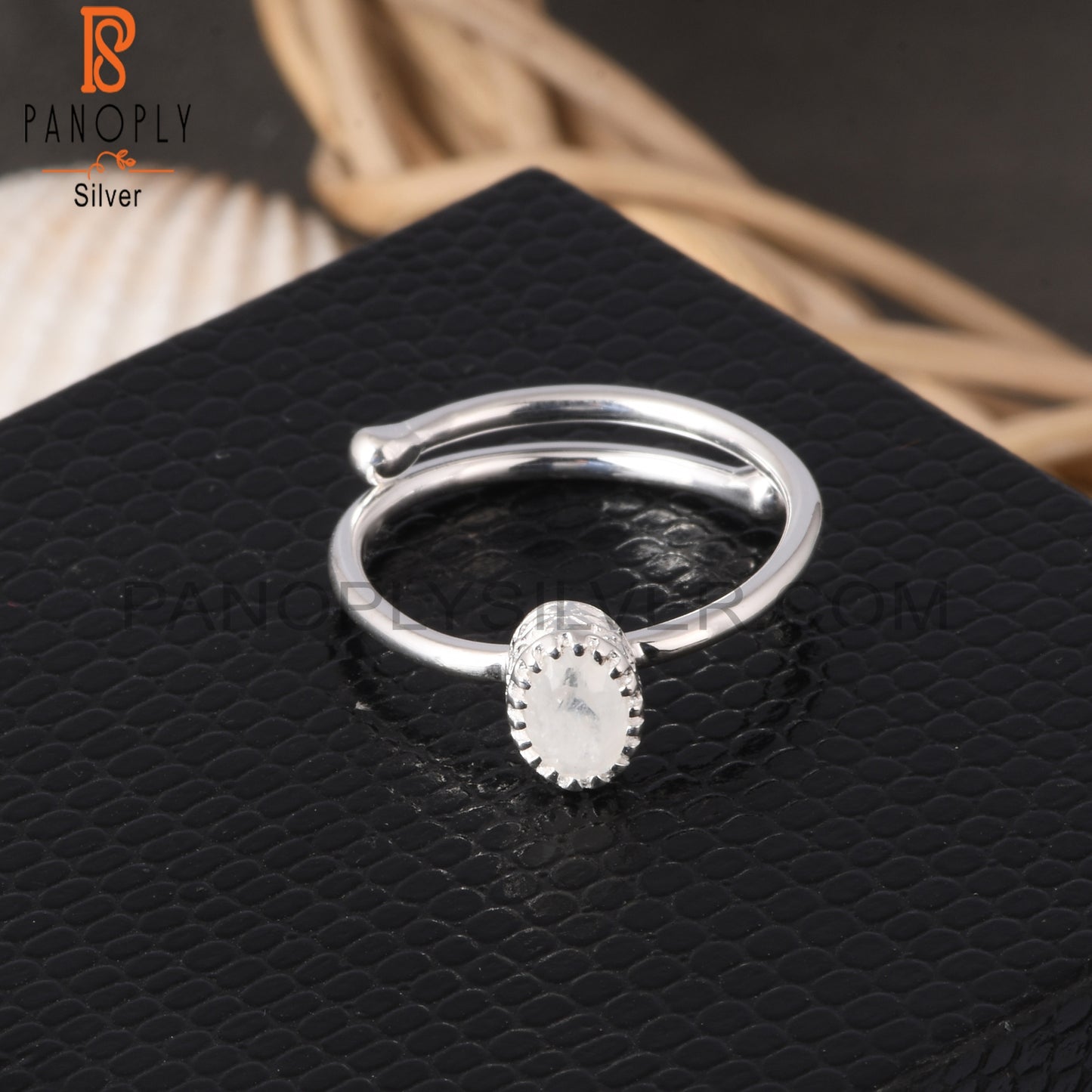 Rainbow Moonstone Oval Shape 925 Sterling Silver Simple Ring