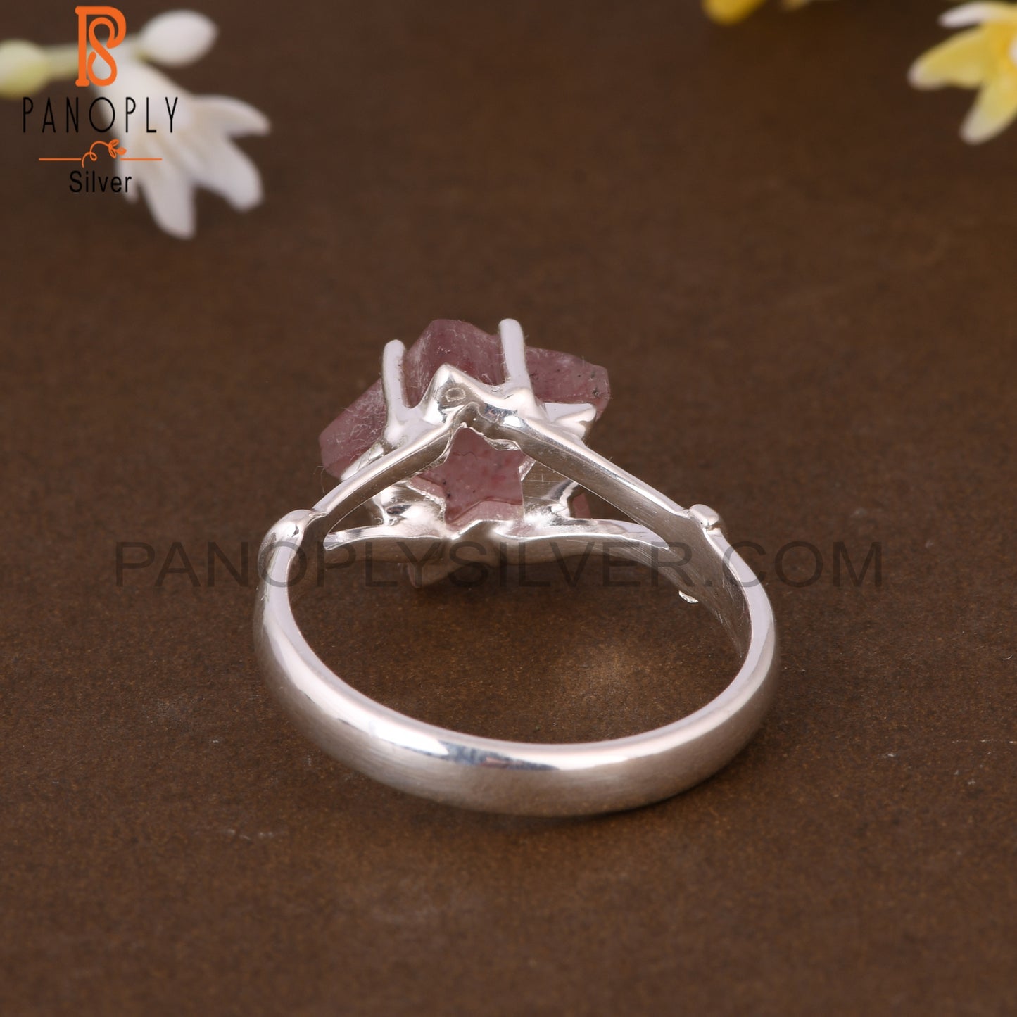 Strawberry Quartz Star Shape 925 Sterling Silver Ring