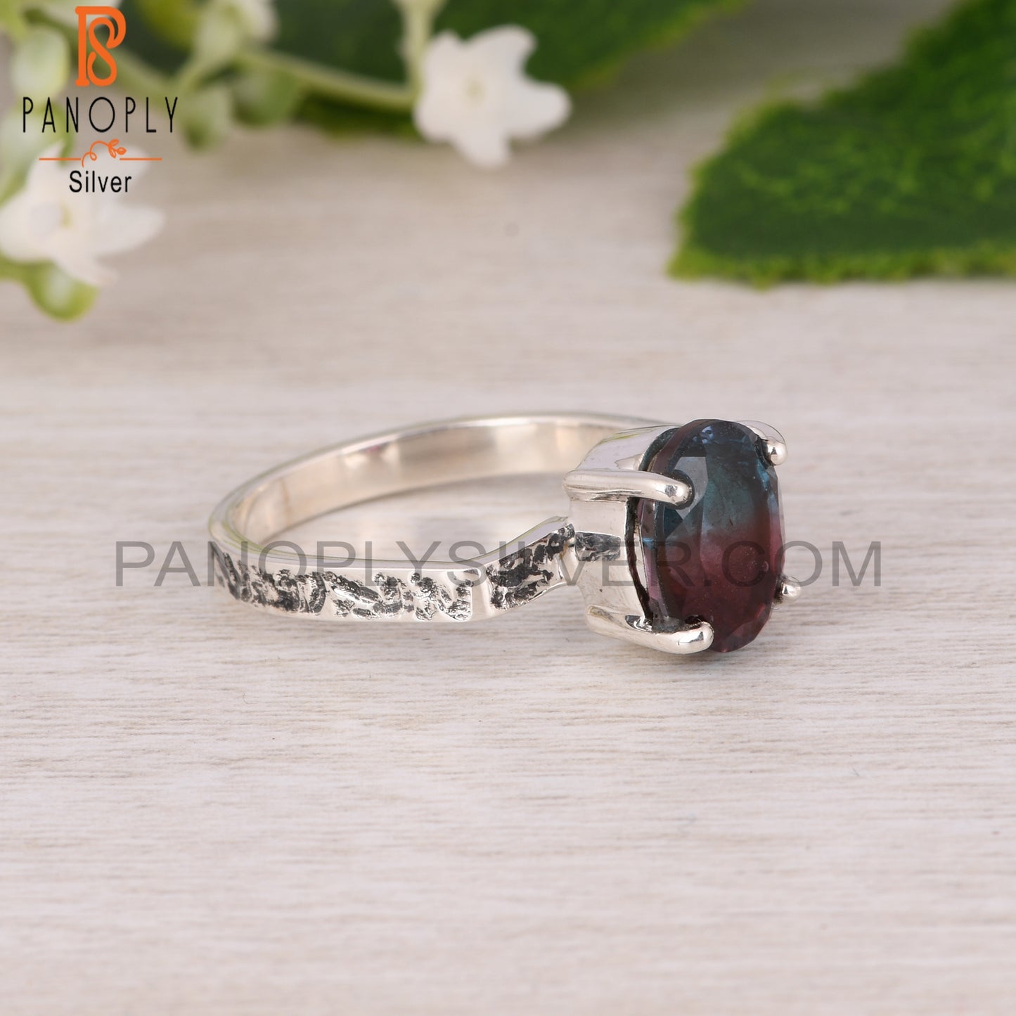 Bio Alexandrite Doublet Quartz 925 Silver Prong Set Ring
