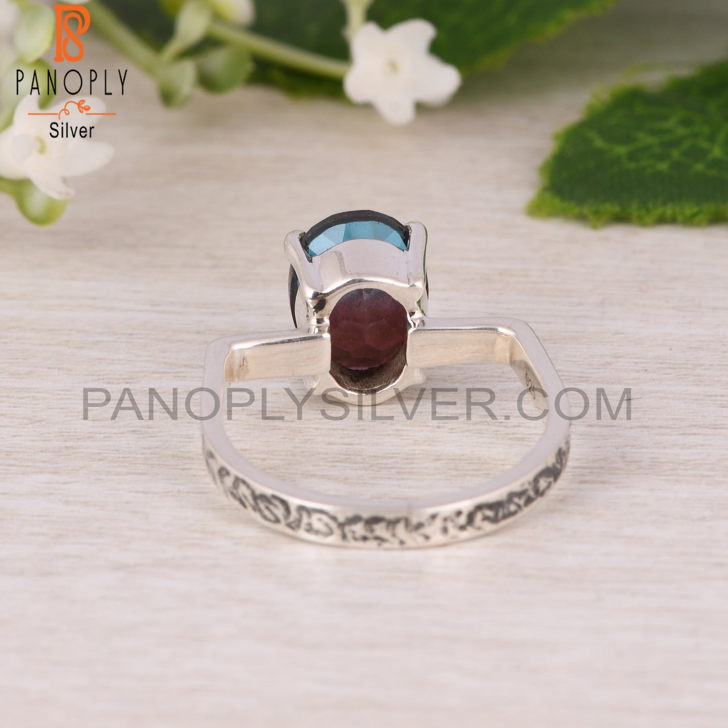 Bio Alexandrite Doublet Quartz 925 Silver Prong Set Ring