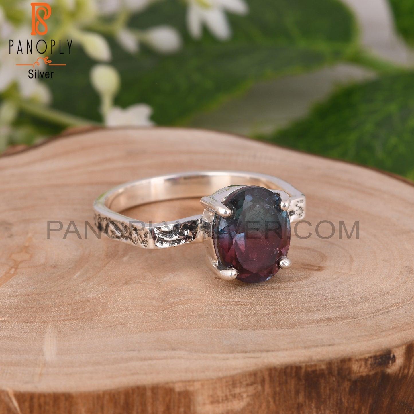 Bio Alexandrite Doublet Quartz 925 Silver Prong Set Ring