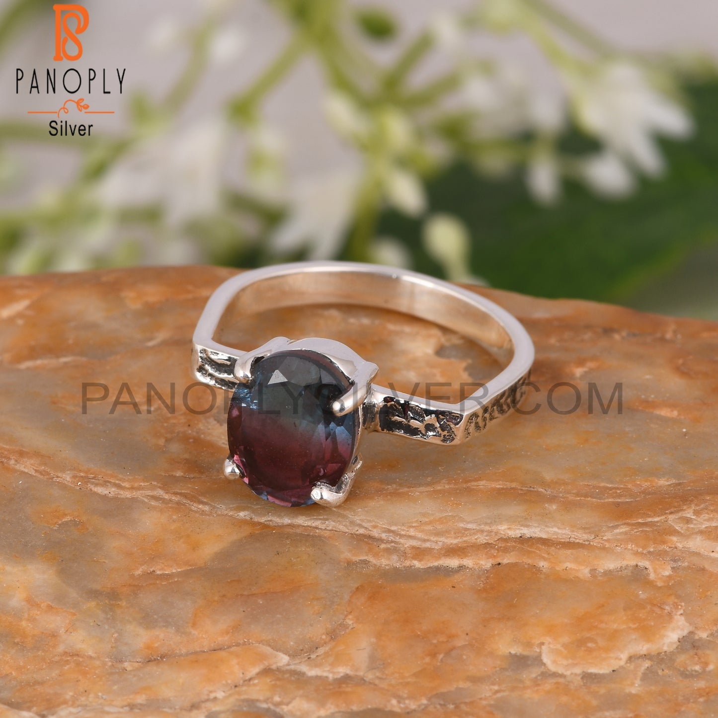 Bio Alexandrite Doublet Quartz 925 Silver Prong Set Ring