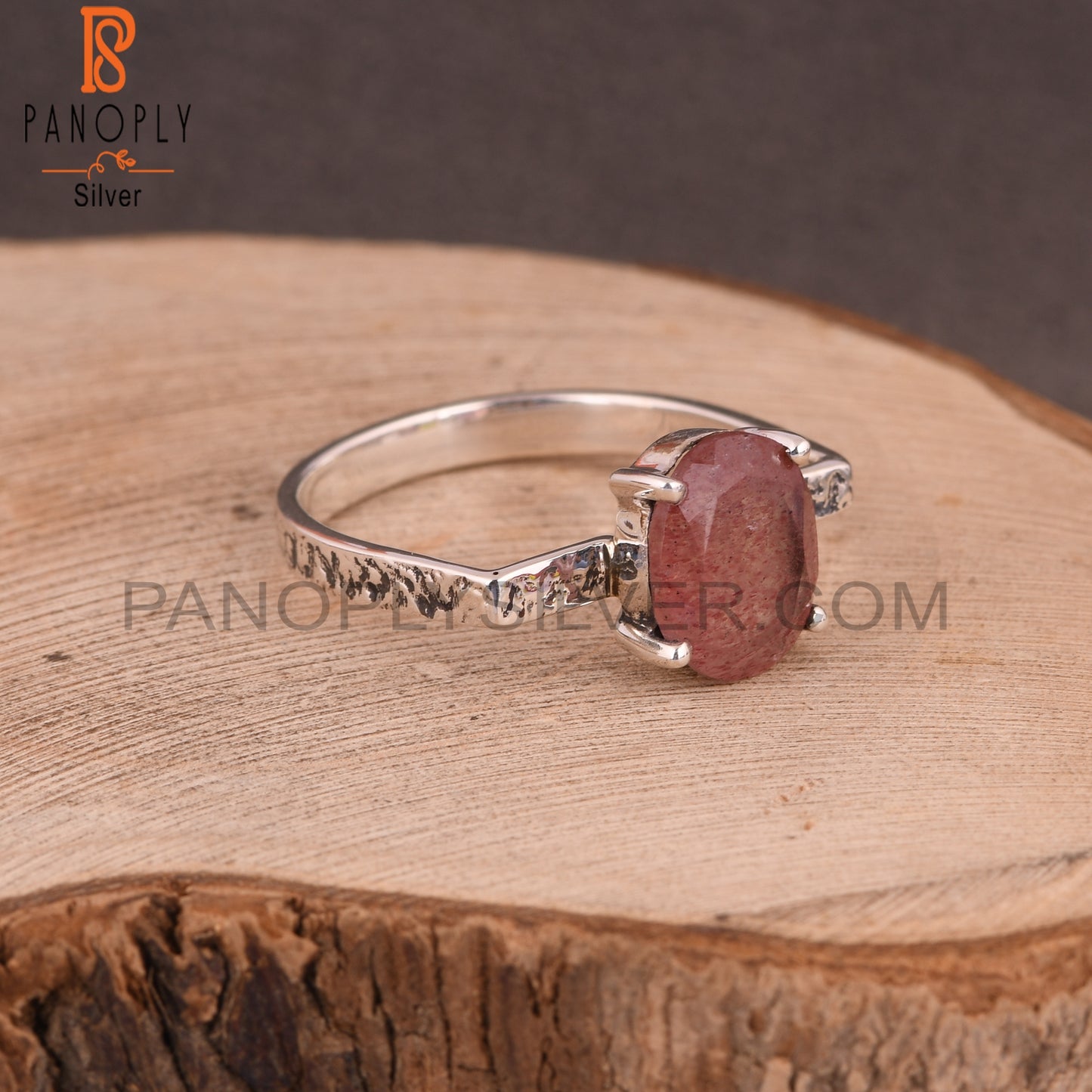 Strawberry Quartz Sterling Silver Ring